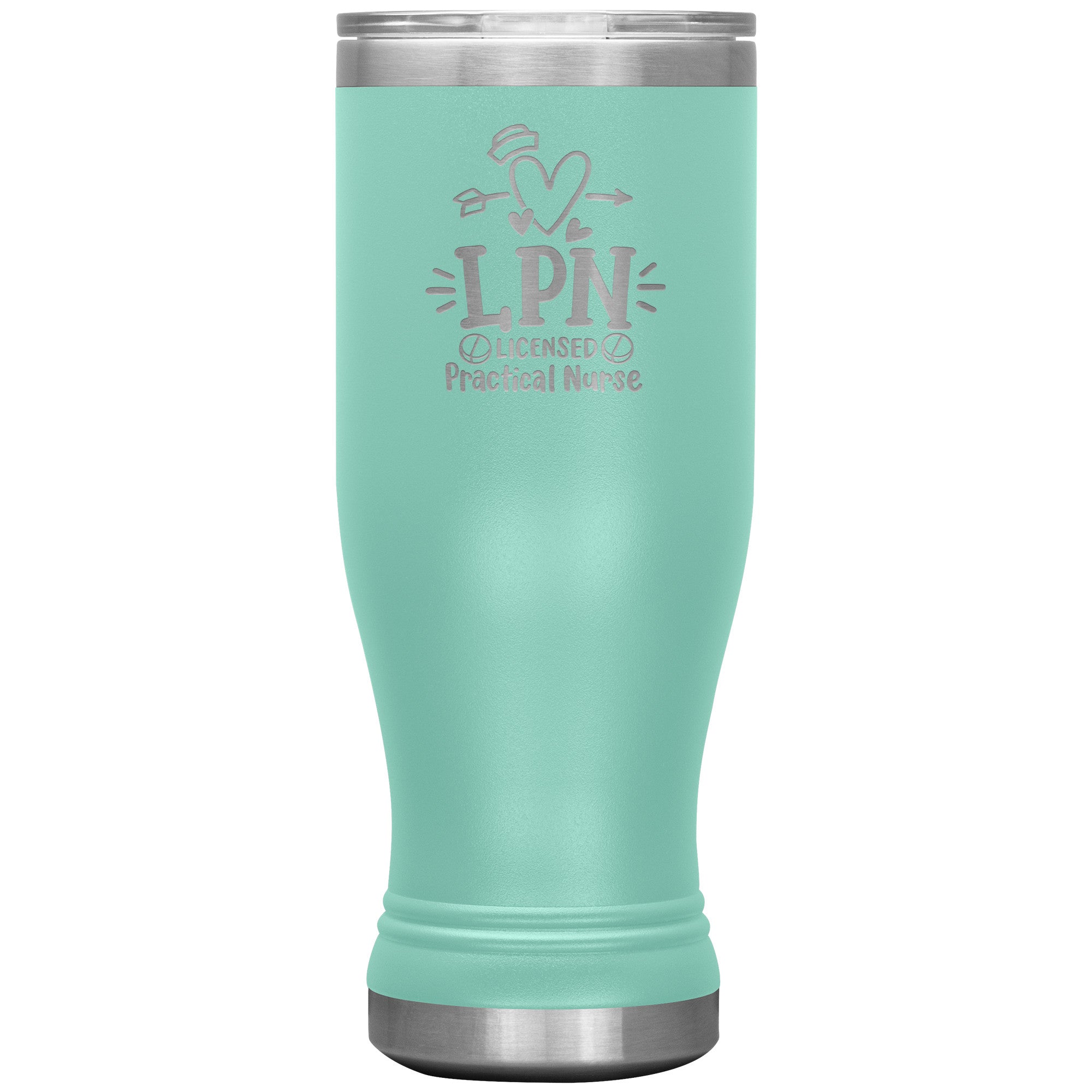 20 oz BOHO Insulated Tumbler - LPN Licensed Practical Nurse with Nurse's Cap, Pills, and Heart - Nursing Care in Every Sip!