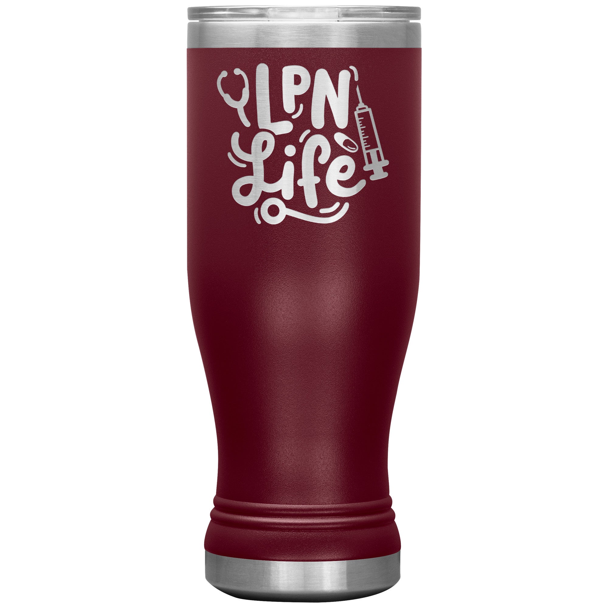 20 oz BOHO Insulated Tumbler - LPN with Stethoscope and Needle Design - Sip in Nursing Style!