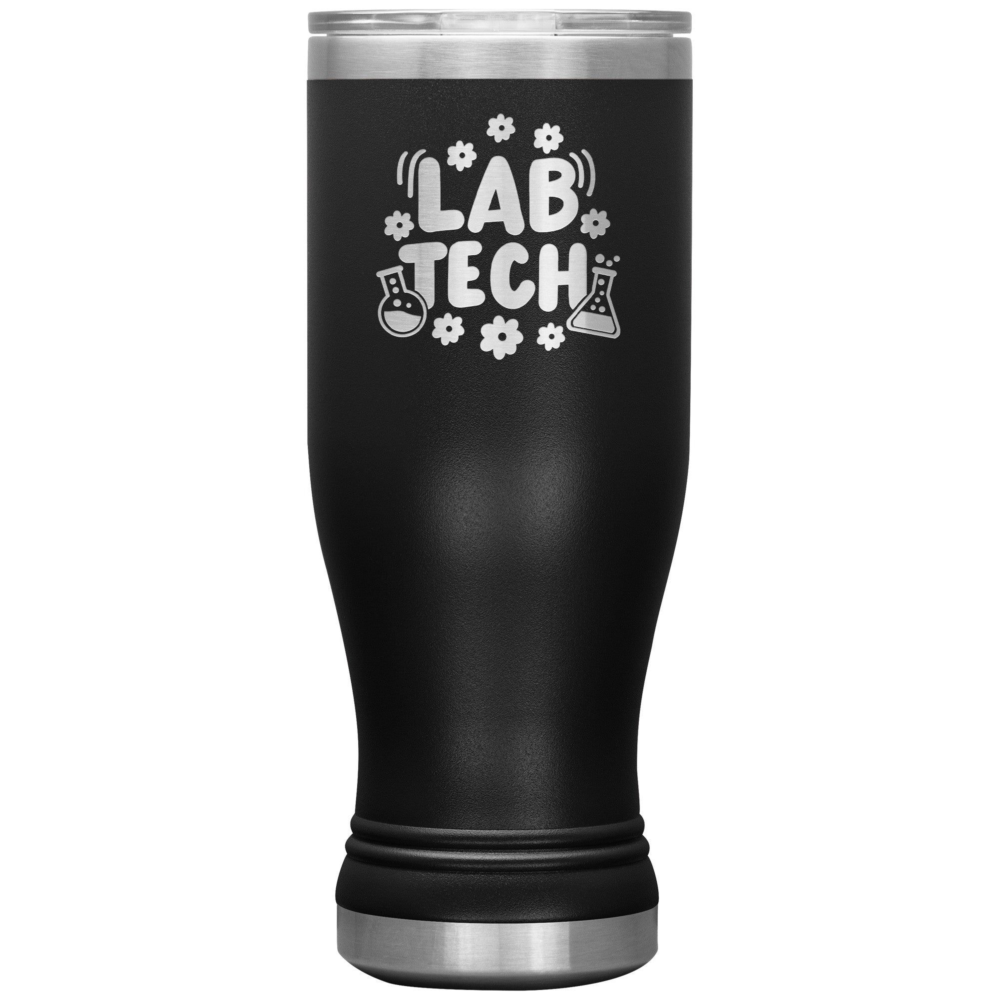 20 oz BOHO Insulated Tumbler - Lab Tech with Daisy Accents and Lab Vials - Refresh in Floral Laboratory Style!