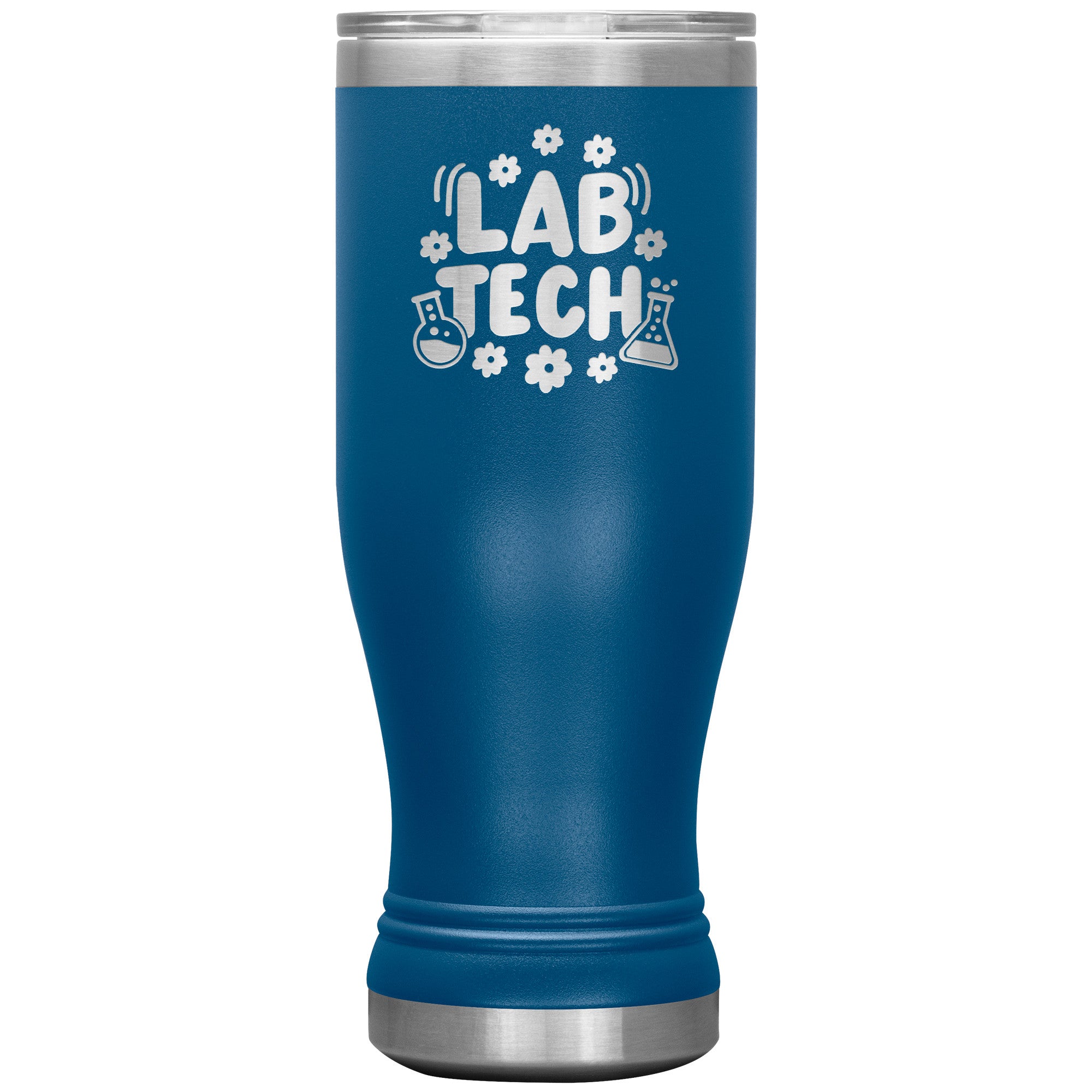 20 oz BOHO Insulated Tumbler - Lab Tech with Daisy Accents and Lab Vials - Refresh in Floral Laboratory Style!