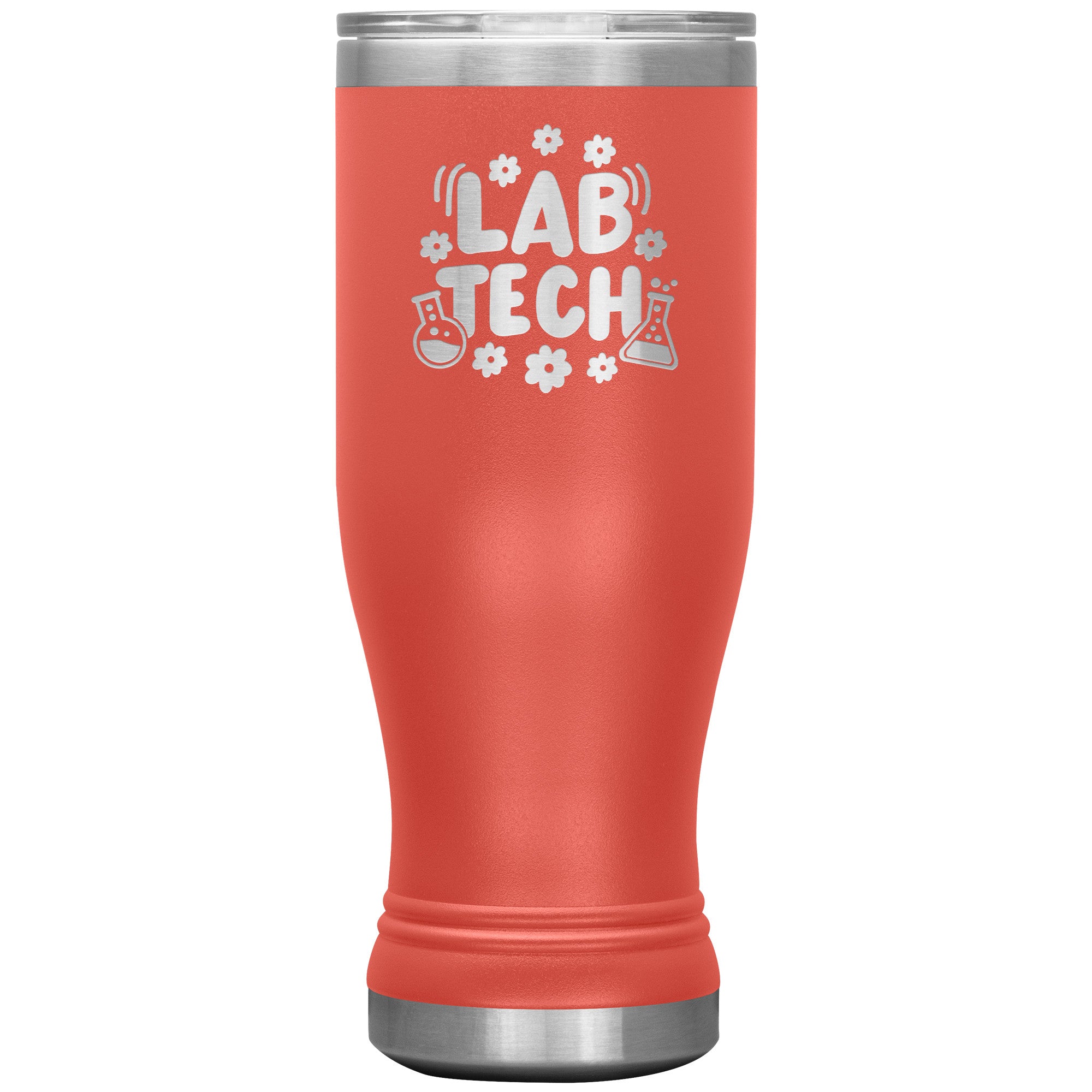 20 oz BOHO Insulated Tumbler - Lab Tech with Daisy Accents and Lab Vials - Refresh in Floral Laboratory Style!