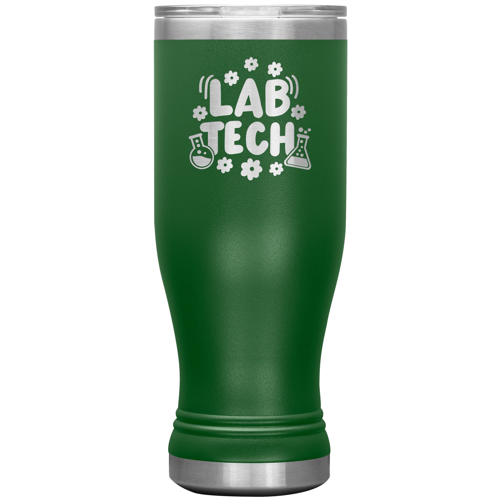 20 oz BOHO Insulated Tumbler - Lab Tech with Daisy Accents and Lab Vials - Refresh in Floral Laboratory Style!