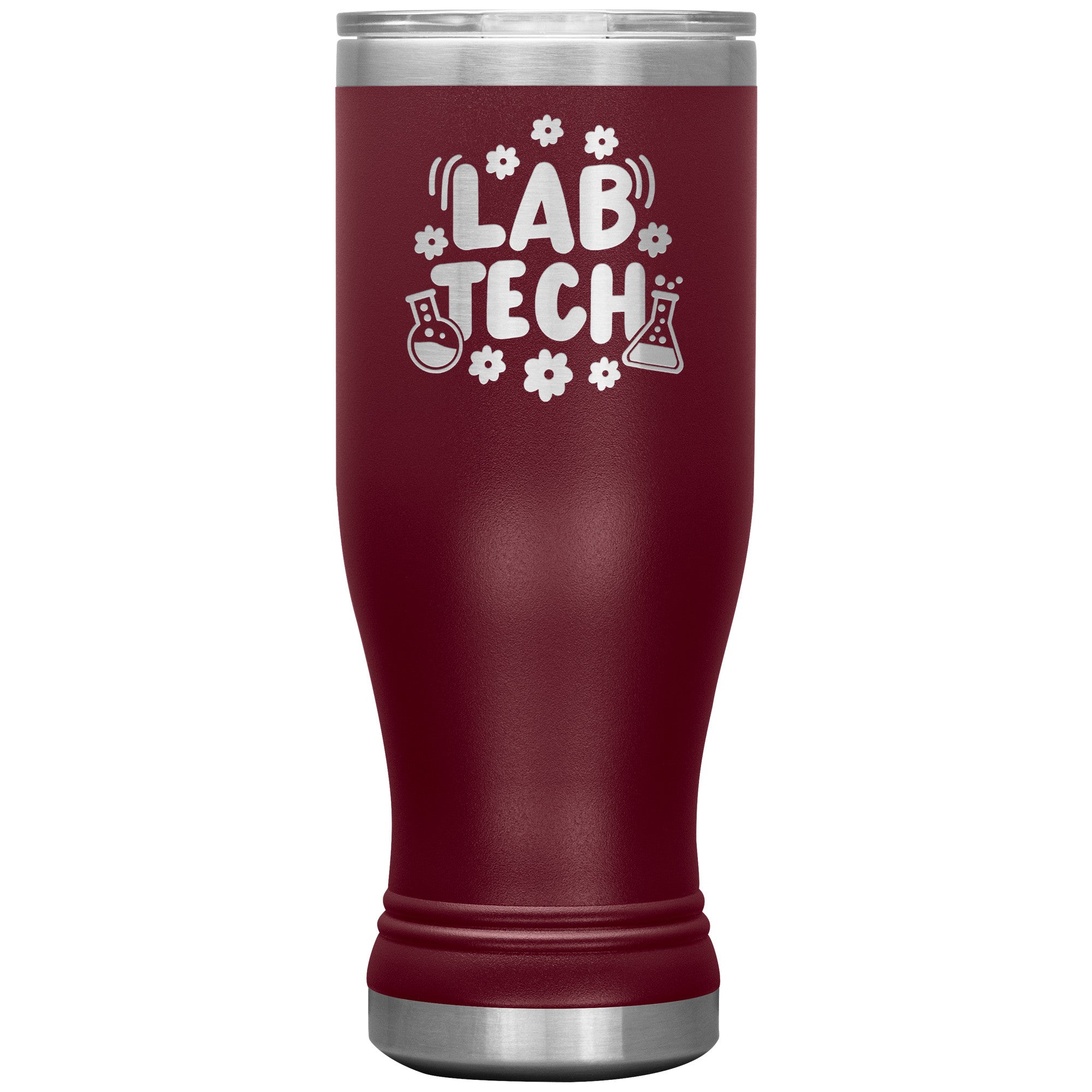 20 oz BOHO Insulated Tumbler - Lab Tech with Daisy Accents and Lab Vials - Refresh in Floral Laboratory Style!