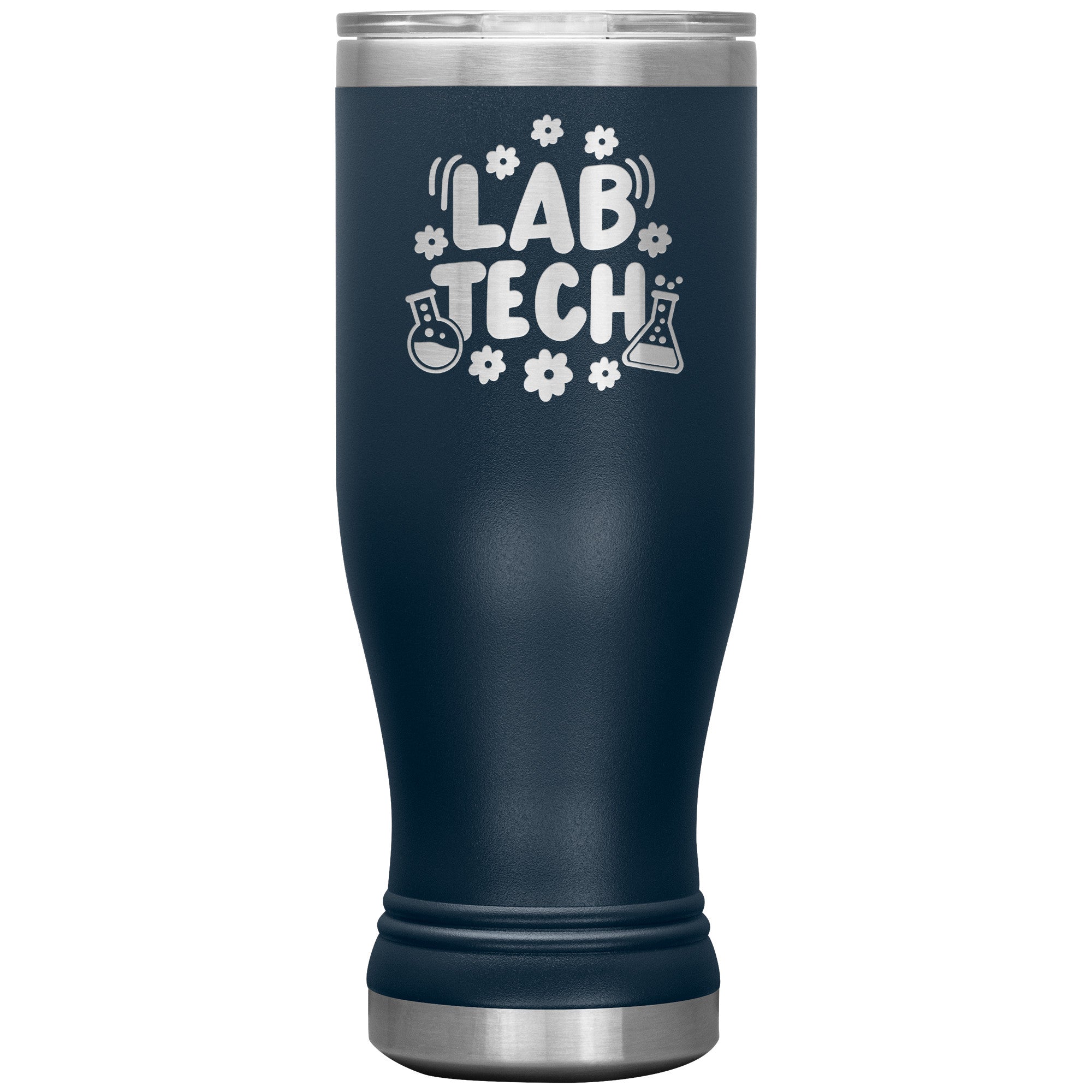 20 oz BOHO Insulated Tumbler - Lab Tech with Daisy Accents and Lab Vials - Refresh in Floral Laboratory Style!