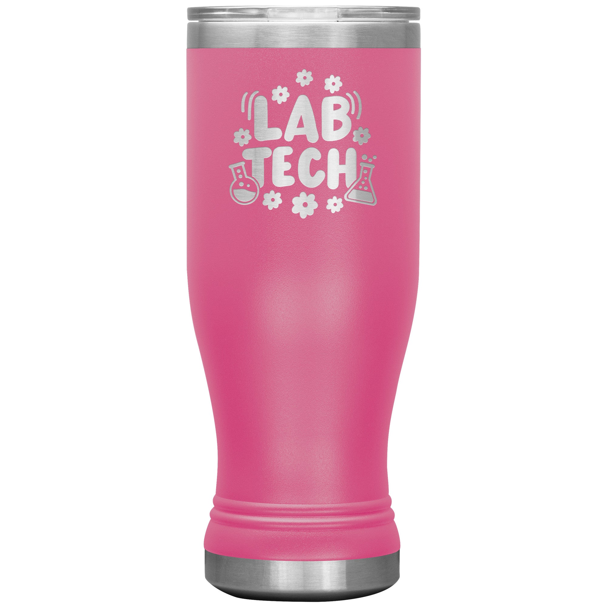 20 oz BOHO Insulated Tumbler - Lab Tech with Daisy Accents and Lab Vials - Refresh in Floral Laboratory Style!