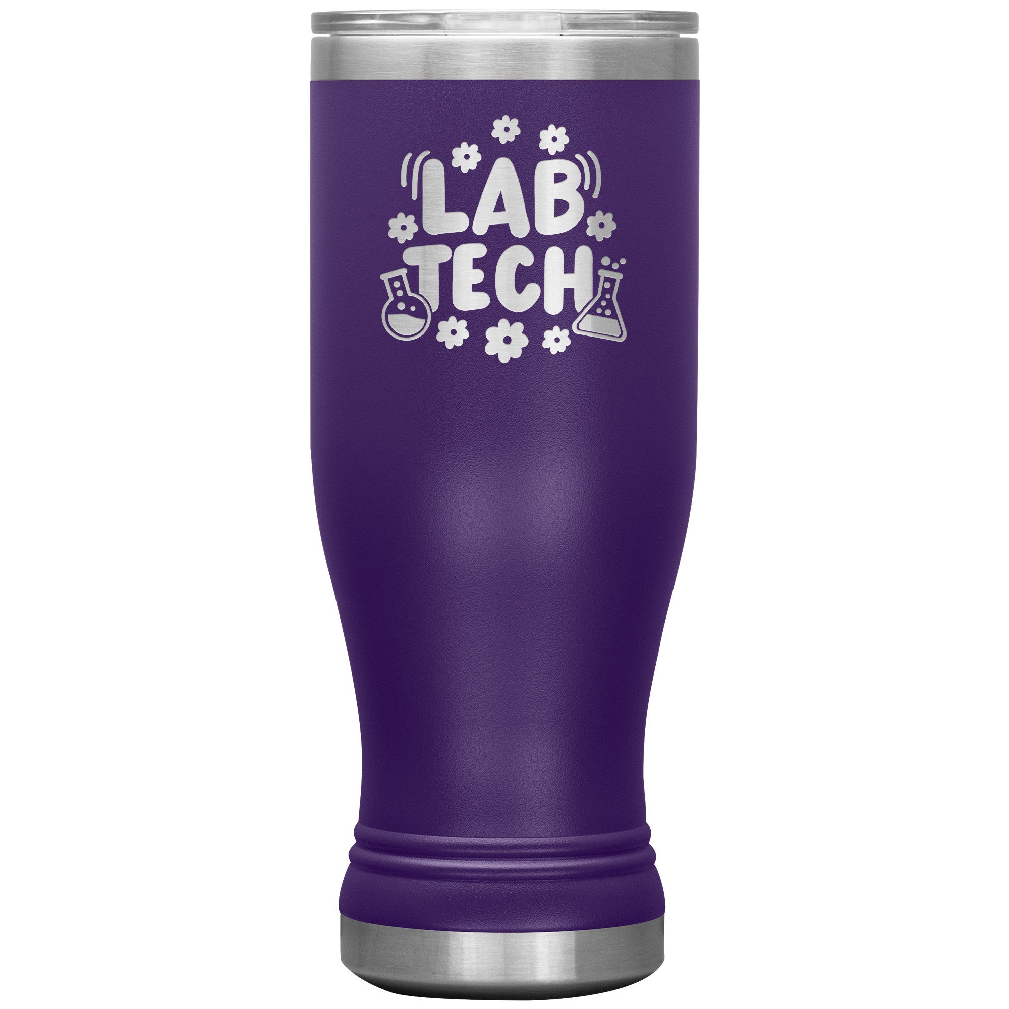 20 oz BOHO Insulated Tumbler - Lab Tech with Daisy Accents and Lab Vials - Refresh in Floral Laboratory Style!