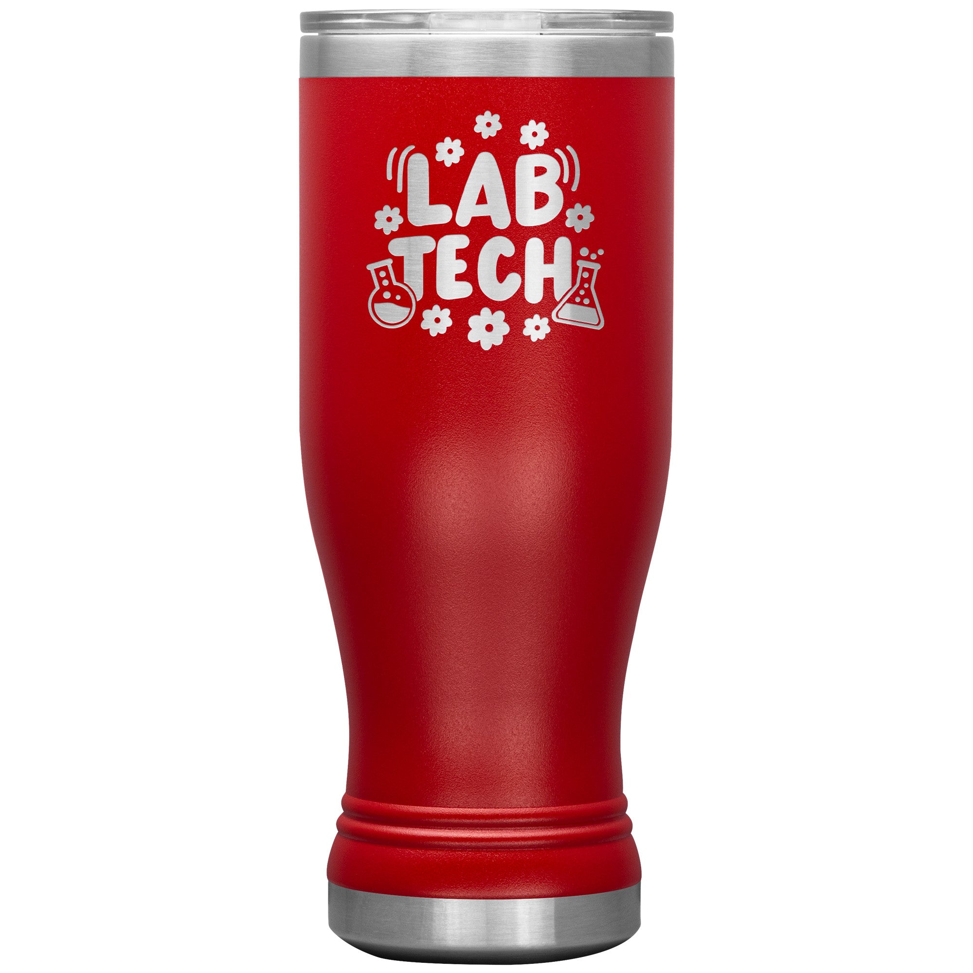 20 oz BOHO Insulated Tumbler - Lab Tech with Daisy Accents and Lab Vials - Refresh in Floral Laboratory Style!
