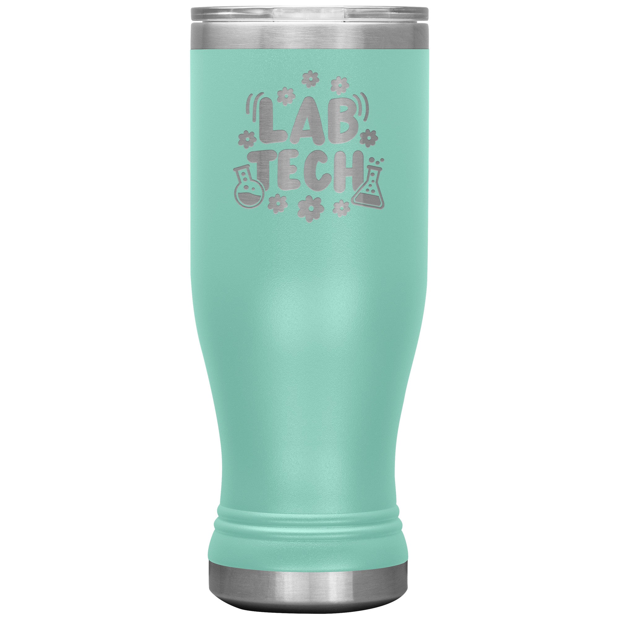 20 oz BOHO Insulated Tumbler - Lab Tech with Daisy Accents and Lab Vials - Refresh in Floral Laboratory Style!