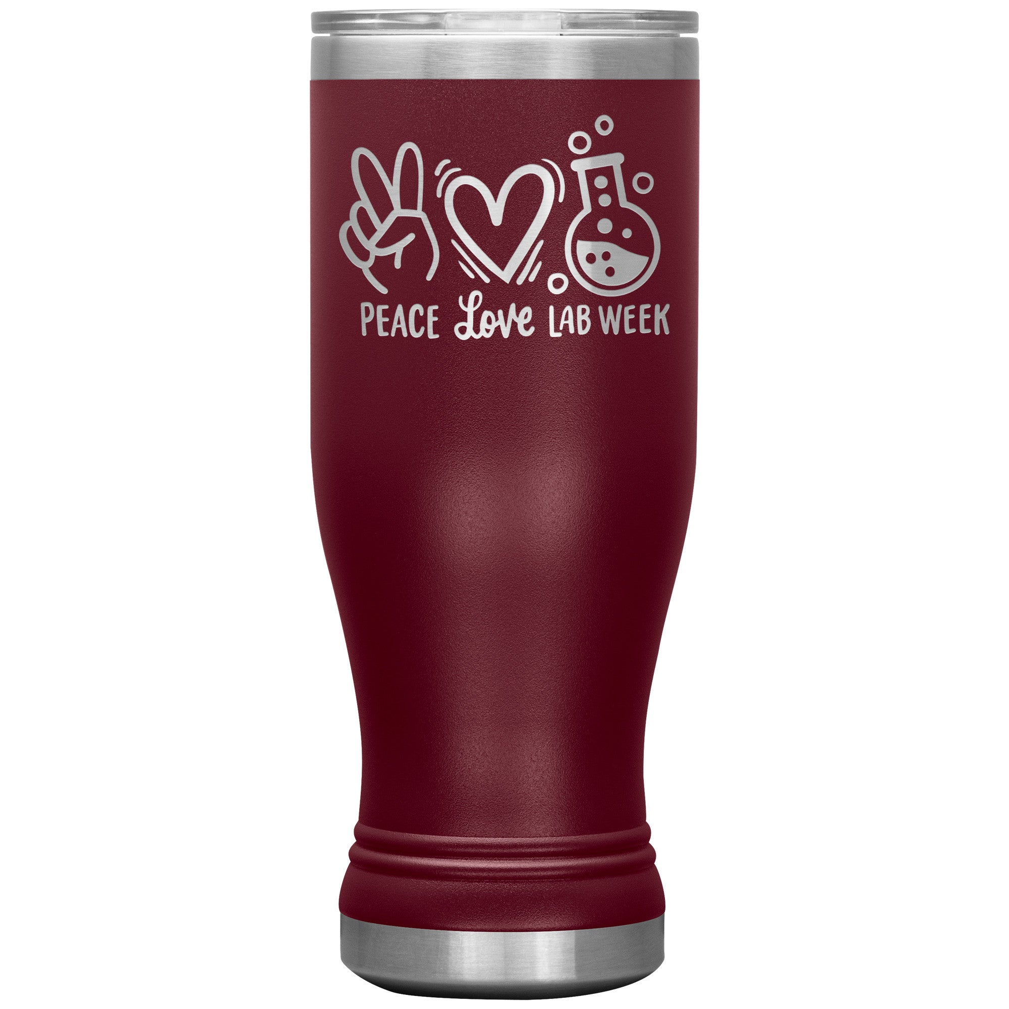 20 oz BOHO Insulated Tumbler - Peace, Love, Lab Week Design - Celebrate with Scientific Style!