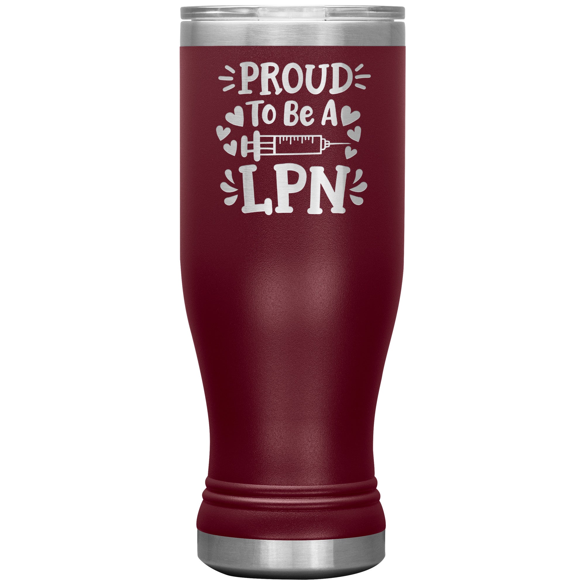 20 oz BOHO Insulated Tumbler - Proud to be an LPN with Needle and Hearts - Sip with Love and Dedication!