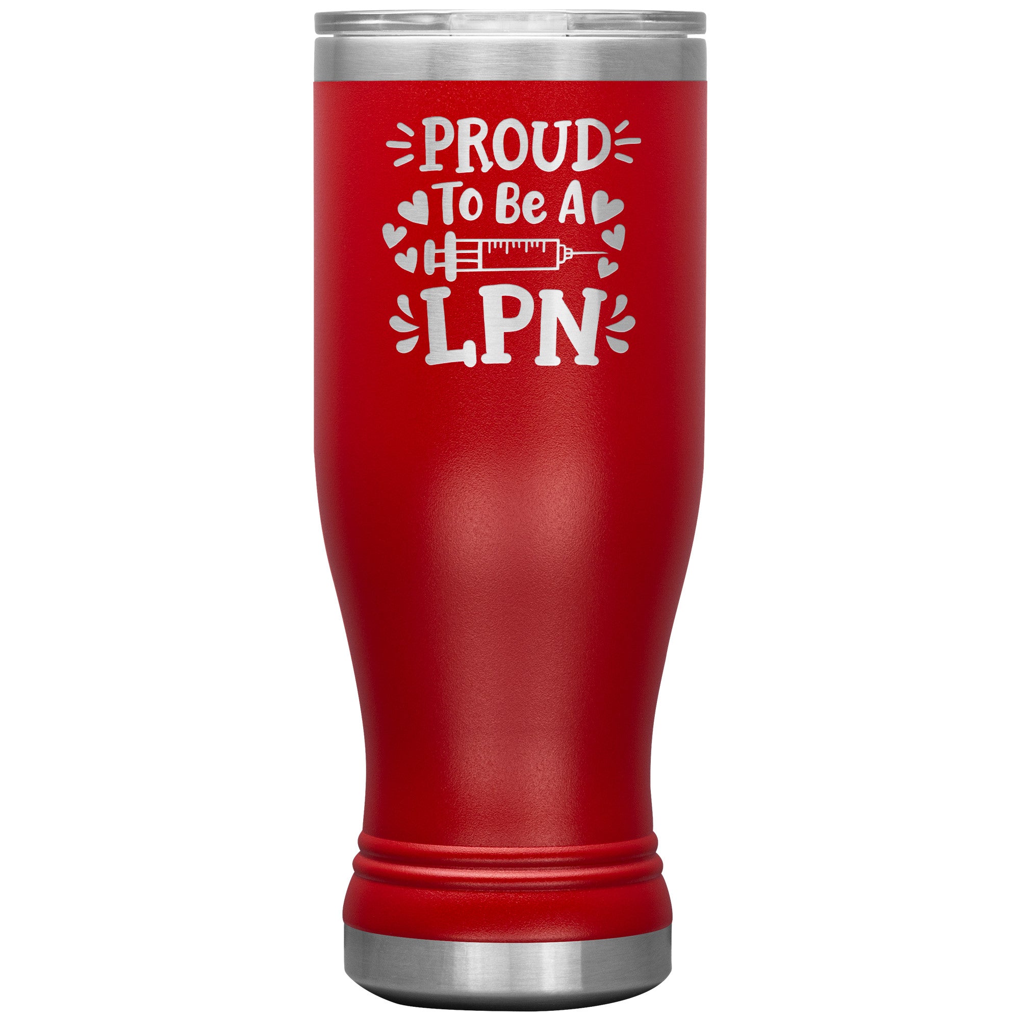 20 oz BOHO Insulated Tumbler - Proud to be an LPN with Needle and Hearts - Sip with Love and Dedication!