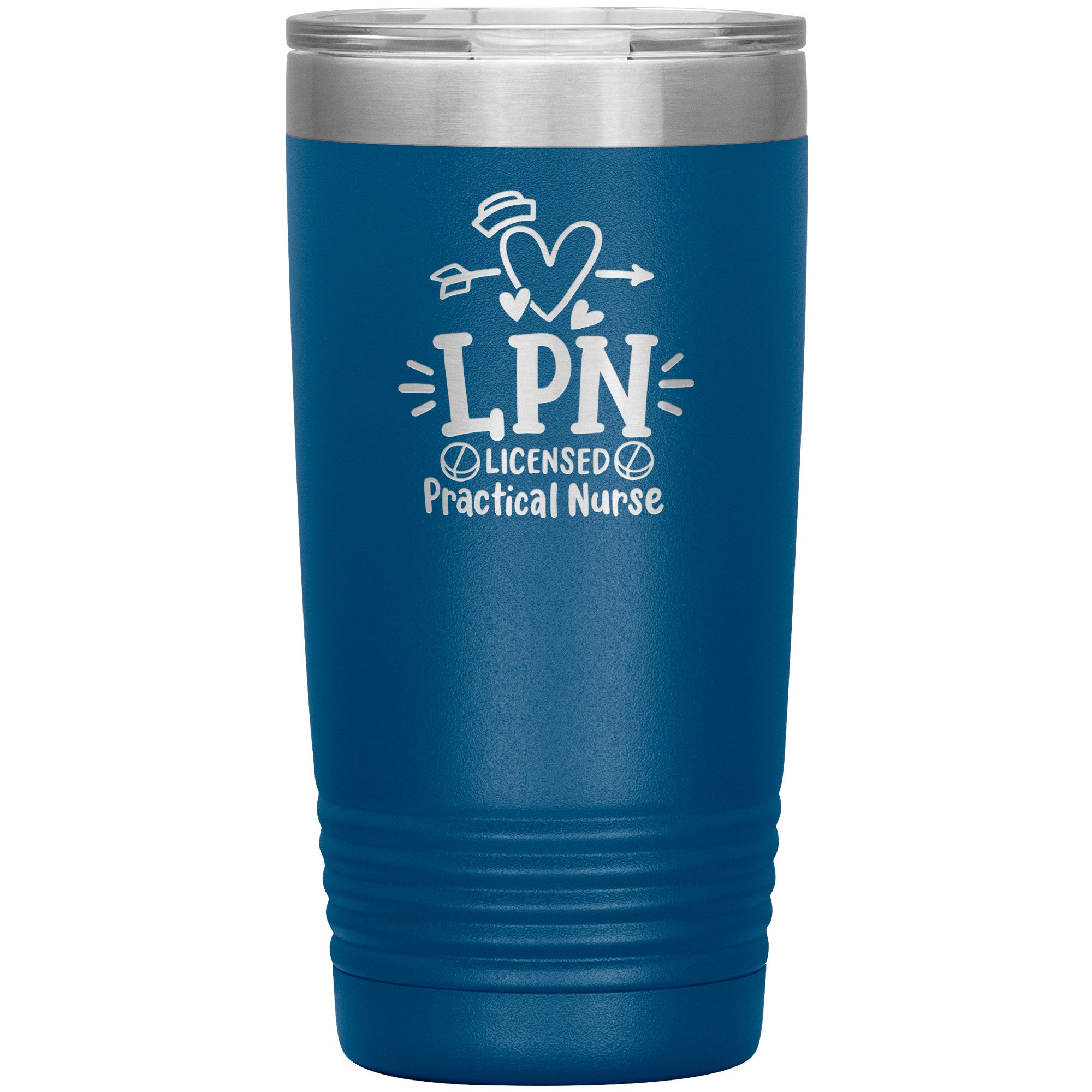 20 oz Insulated Tumbler - LPN Licensed Practical Nurse with Nurse's Cap, Pills, and Heart - Nursing Care in Every Sip!