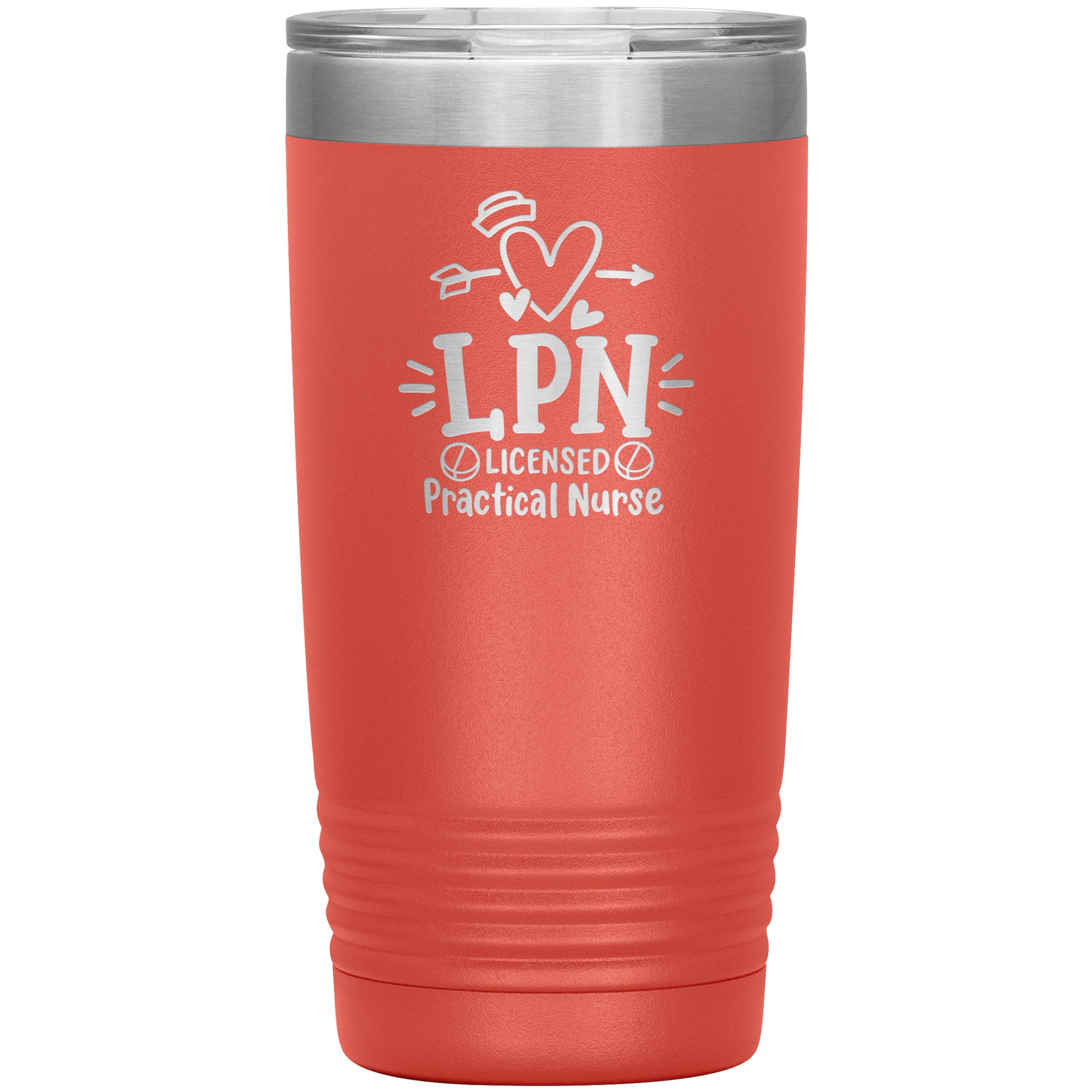 20 oz Insulated Tumbler - LPN Licensed Practical Nurse with Nurse's Cap, Pills, and Heart - Nursing Care in Every Sip!