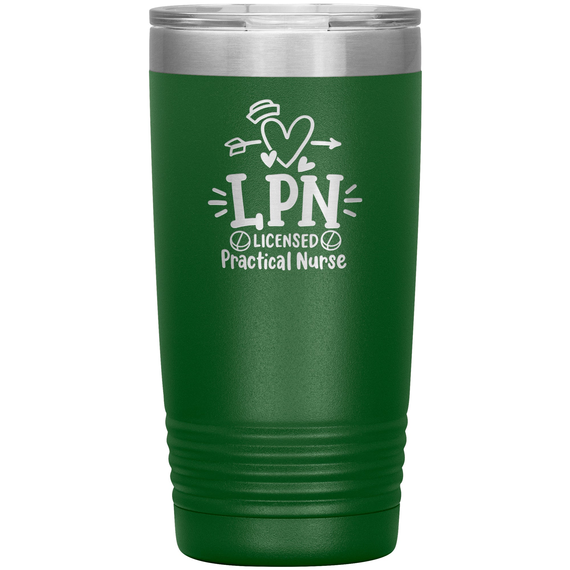 20 oz Insulated Tumbler - LPN Licensed Practical Nurse with Nurse's Cap, Pills, and Heart - Nursing Care in Every Sip!
