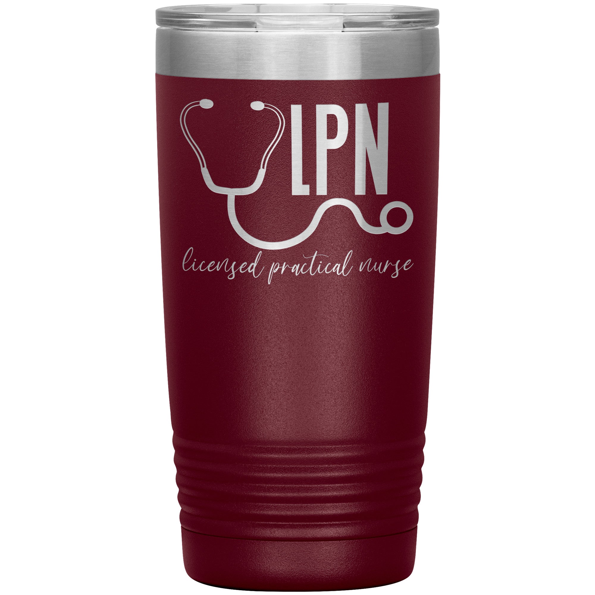 20 oz Insulated Tumbler - LPN Licensed Practical Nurse with Stethoscope - Stay Hydrated in Nursing Style!
