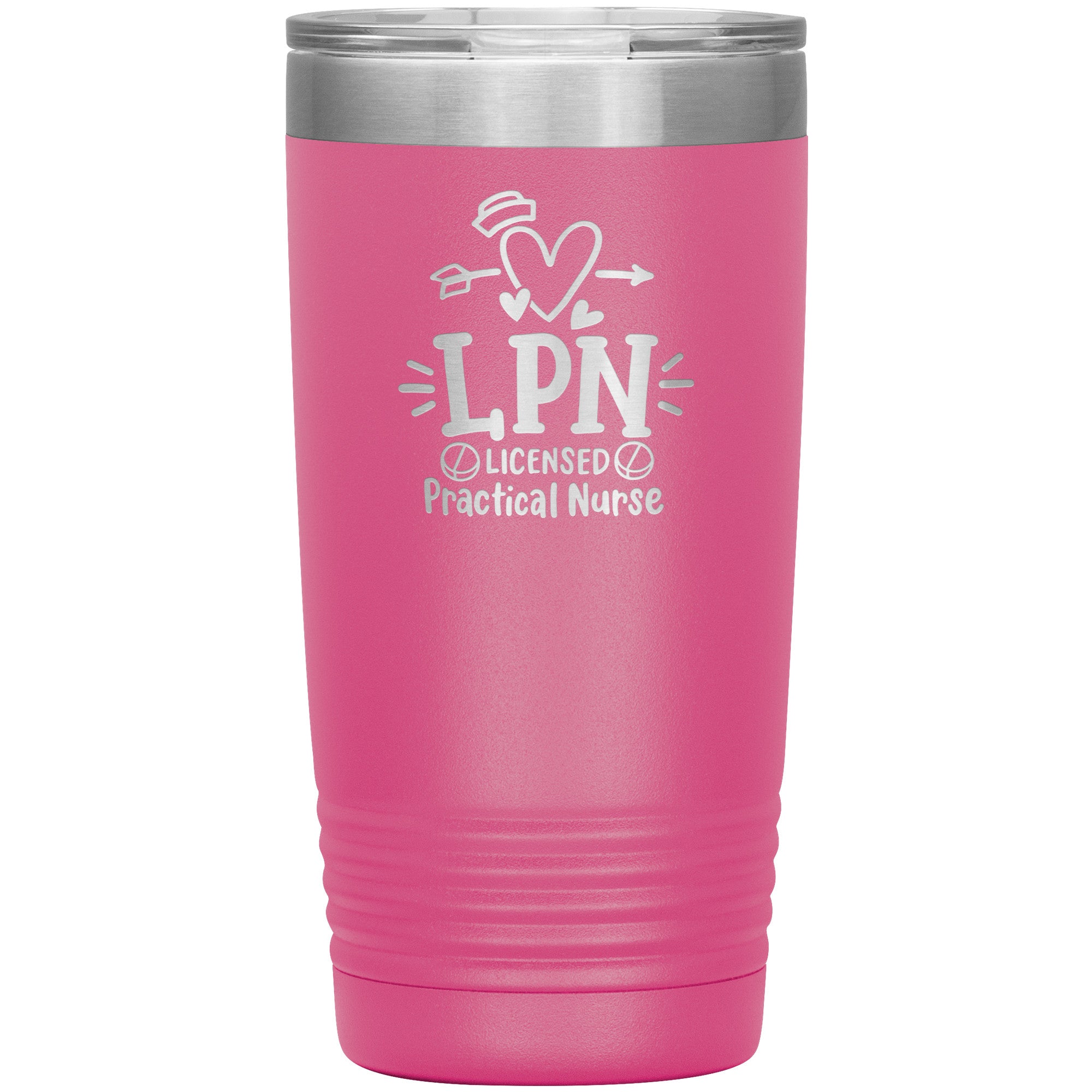 20 oz Insulated Tumbler - LPN Licensed Practical Nurse with Nurse's Cap, Pills, and Heart - Nursing Care in Every Sip!