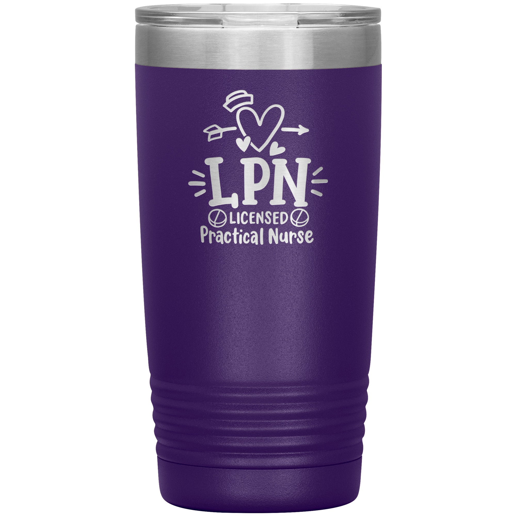20 oz Insulated Tumbler - LPN Licensed Practical Nurse with Nurse's Cap, Pills, and Heart - Nursing Care in Every Sip!
