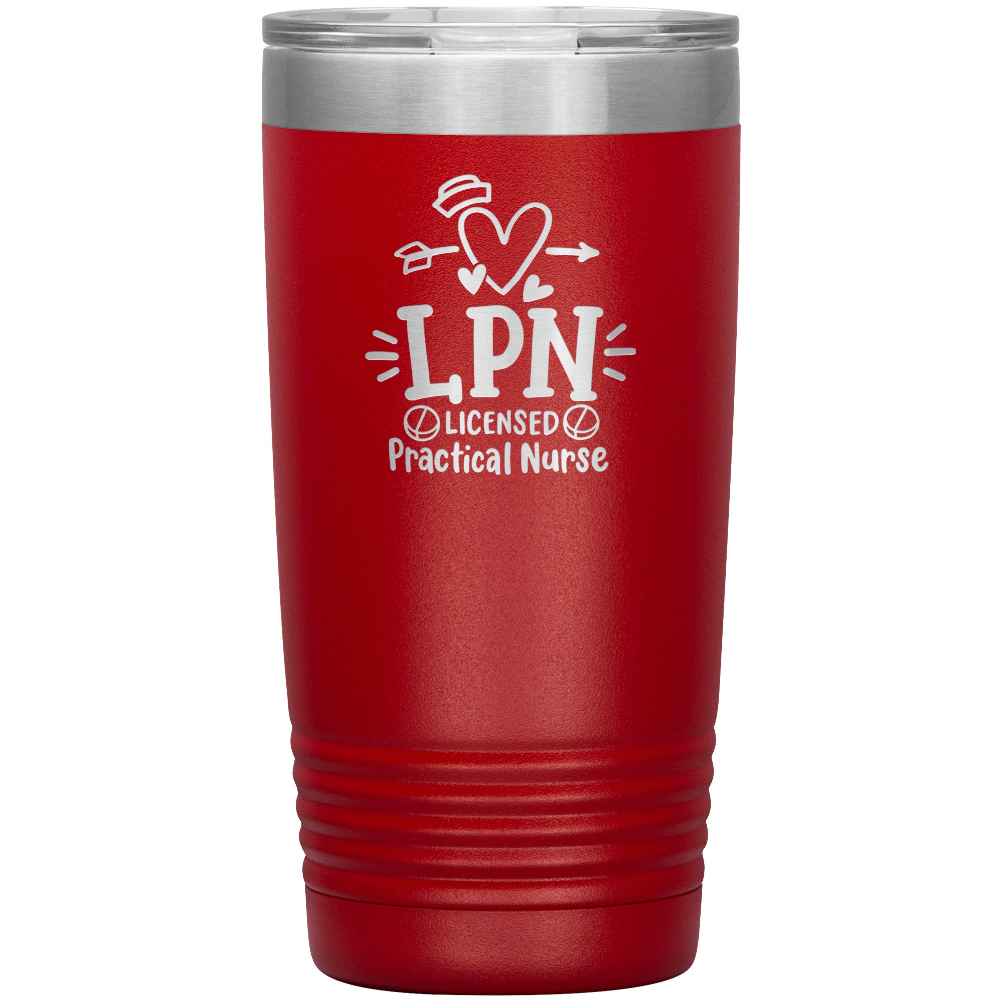 20 oz Insulated Tumbler - LPN Licensed Practical Nurse with Nurse's Cap, Pills, and Heart - Nursing Care in Every Sip!