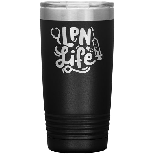 20 oz Insulated Tumbler - LPN with Stethoscope and Needle Design - Sip in Nursing Style!