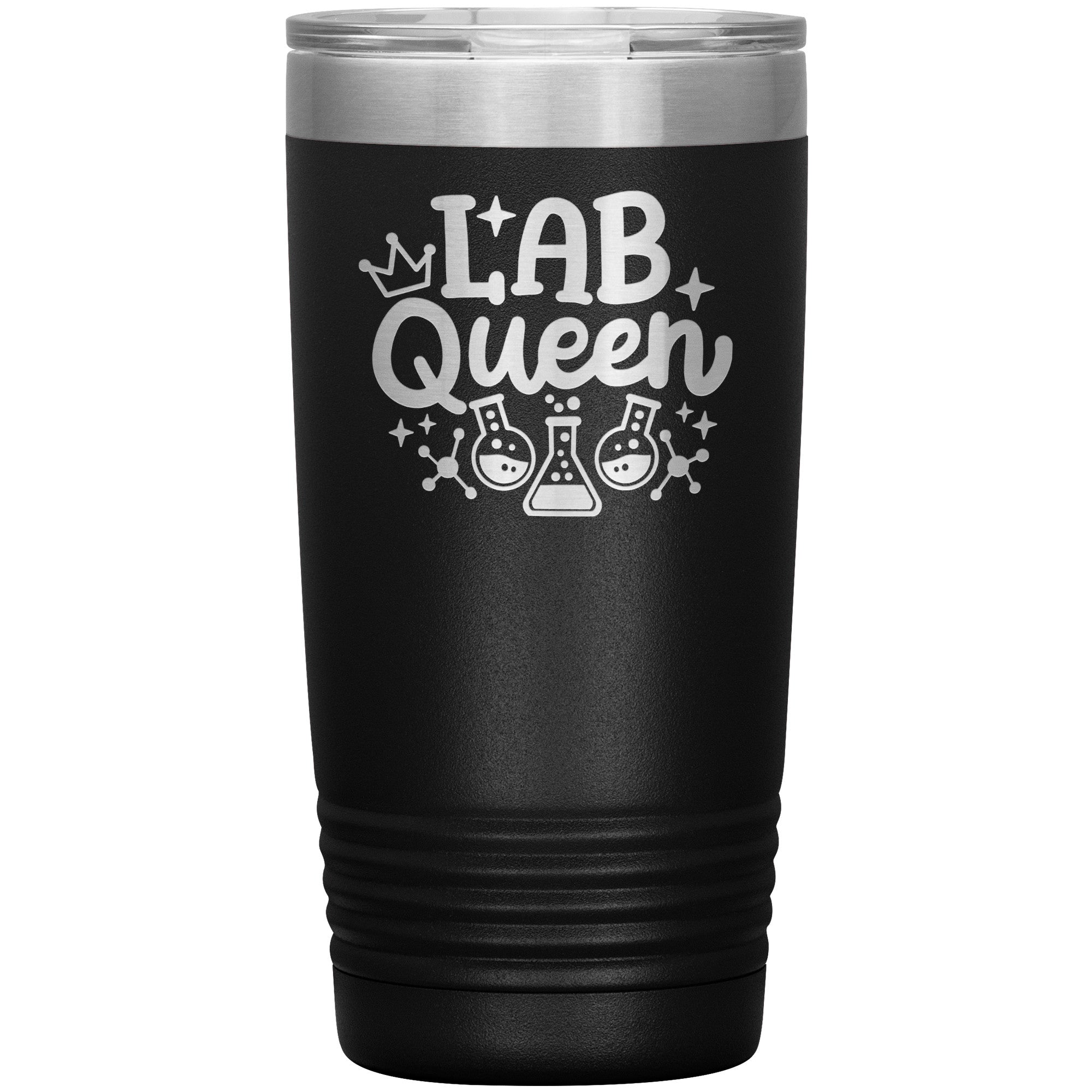20 oz Insulated Tumbler - Lab Queen Design with Lab Vials - Rule the Lab in Style!