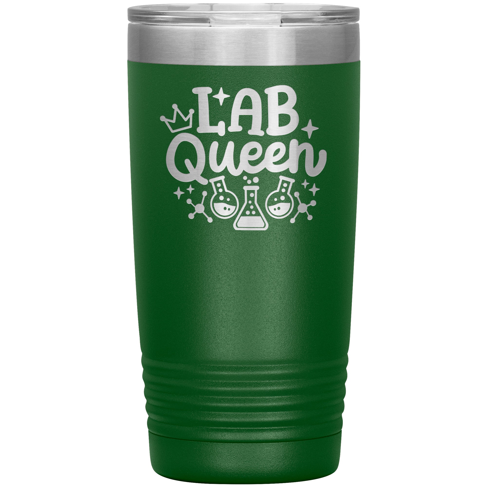 20 oz Insulated Tumbler - Lab Queen Design with Lab Vials - Rule the Lab in Style!