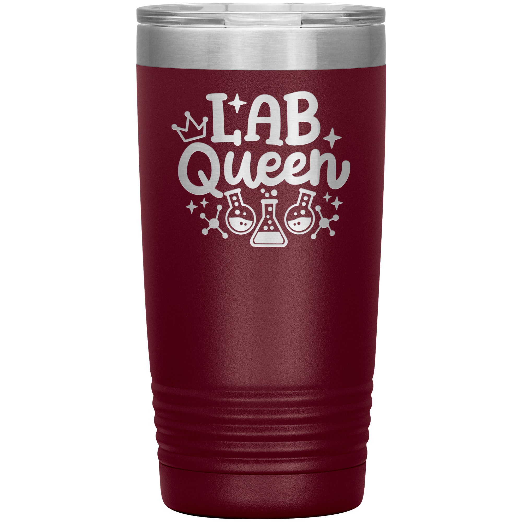 20 oz Insulated Tumbler - Lab Queen Design with Lab Vials - Rule the Lab in Style!