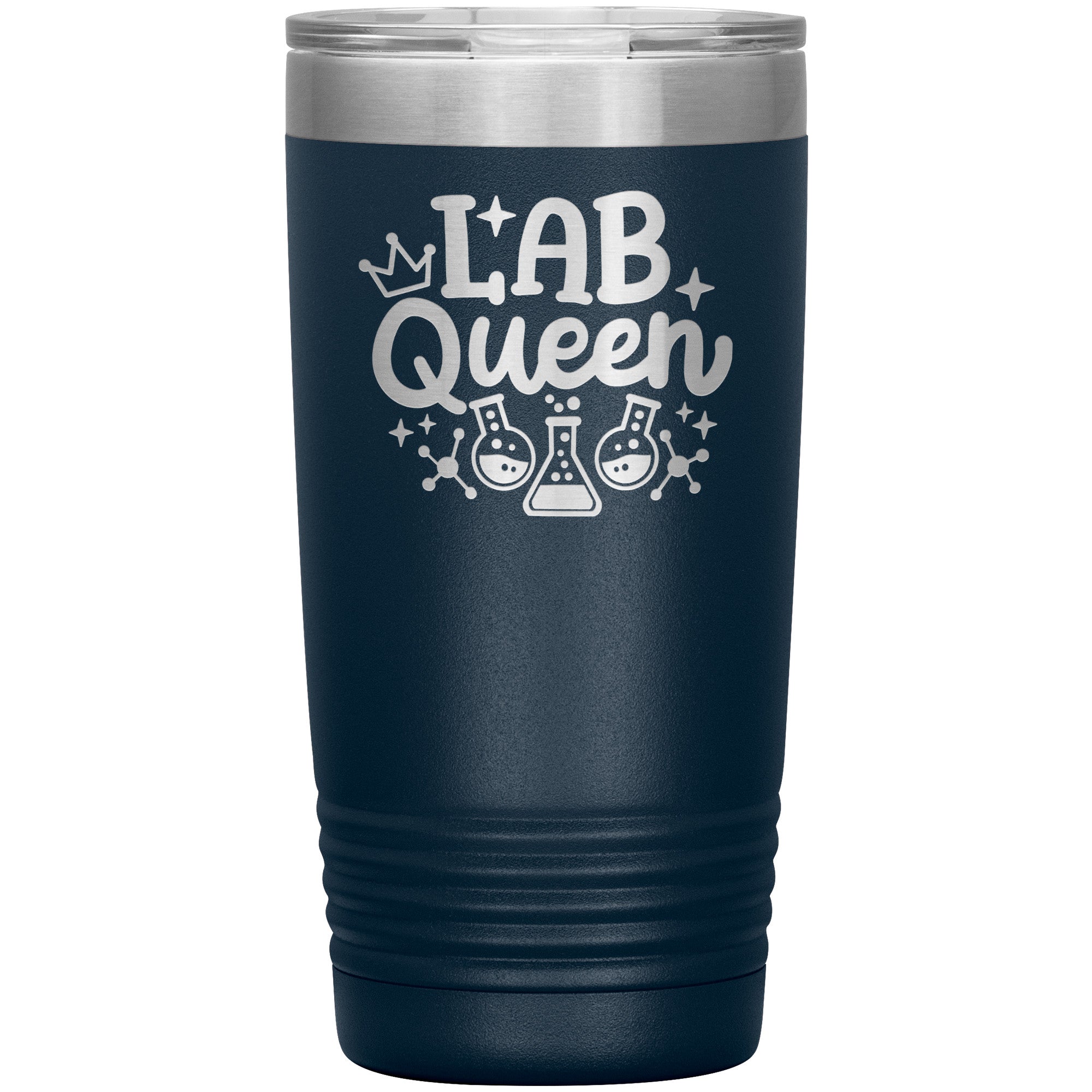 20 oz Insulated Tumbler - Lab Queen Design with Lab Vials - Rule the Lab in Style!