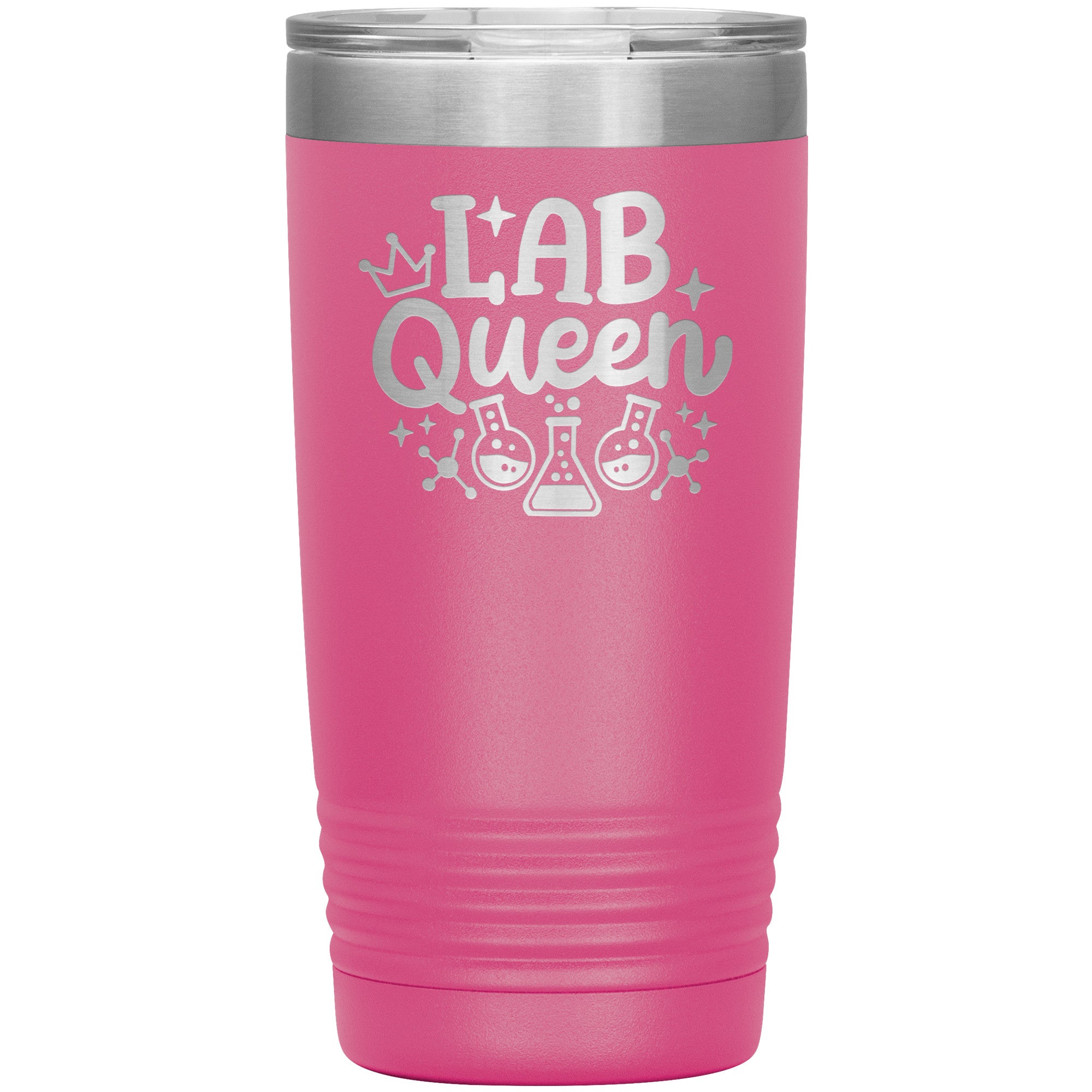 20 oz Insulated Tumbler - Lab Queen Design with Lab Vials - Rule the Lab in Style!