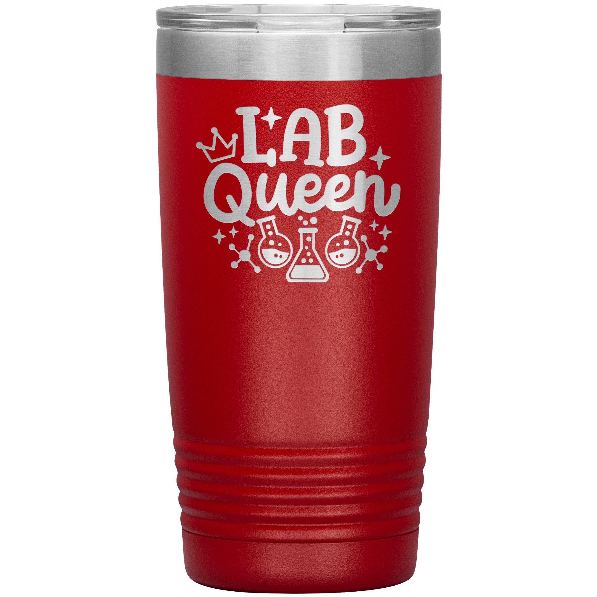 20 oz Insulated Tumbler - Lab Queen Design with Lab Vials - Rule the Lab in Style!