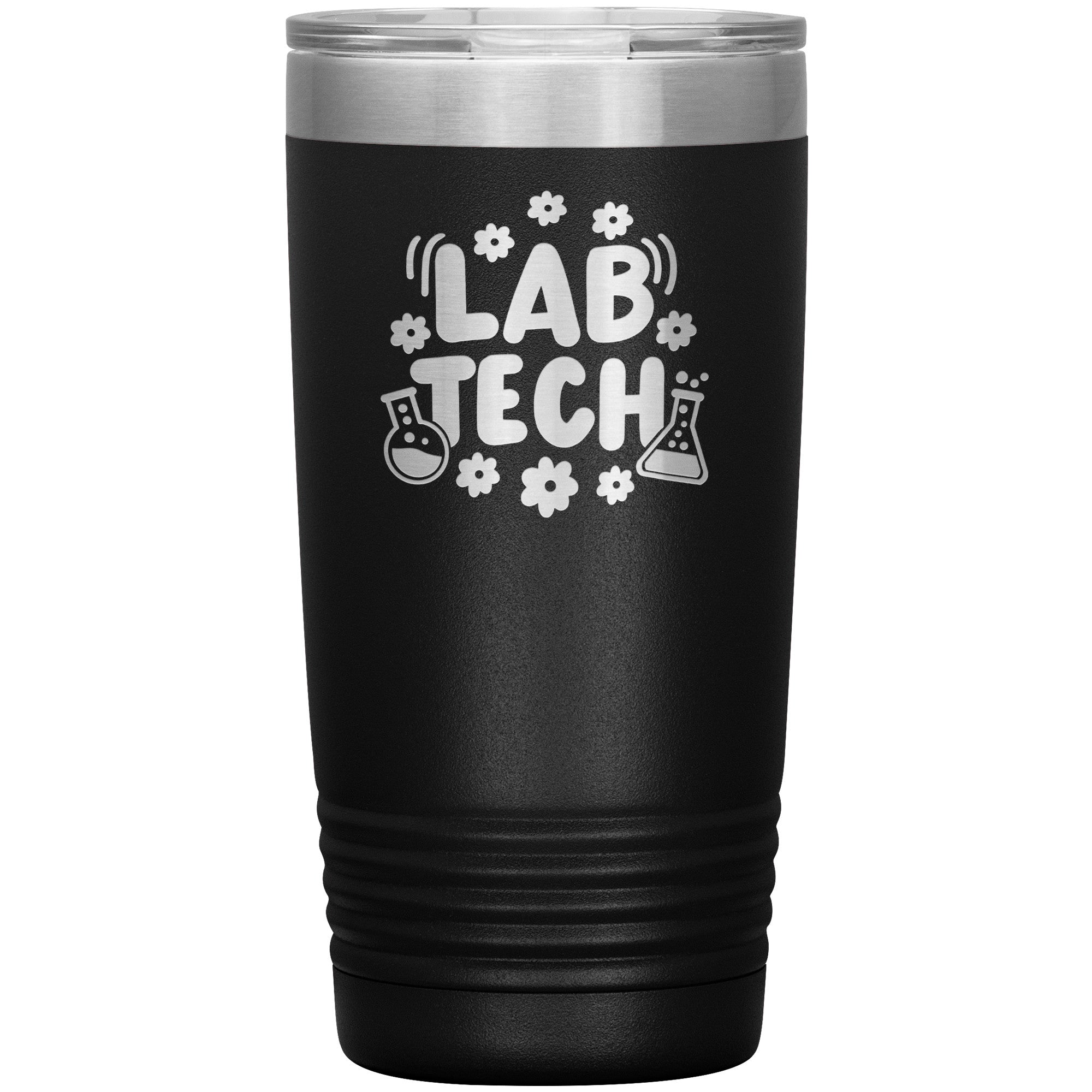 20 oz Insulated Tumbler - Lab Tech with Daisy and Lab Vial Design - Sip in Floral Laboratory Style!