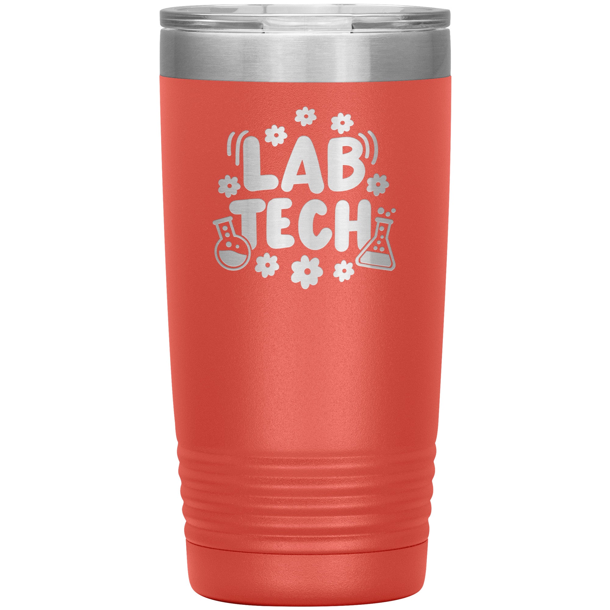 20 oz Insulated Tumbler - Lab Tech with Daisy and Lab Vial Design - Sip in Floral Laboratory Style!