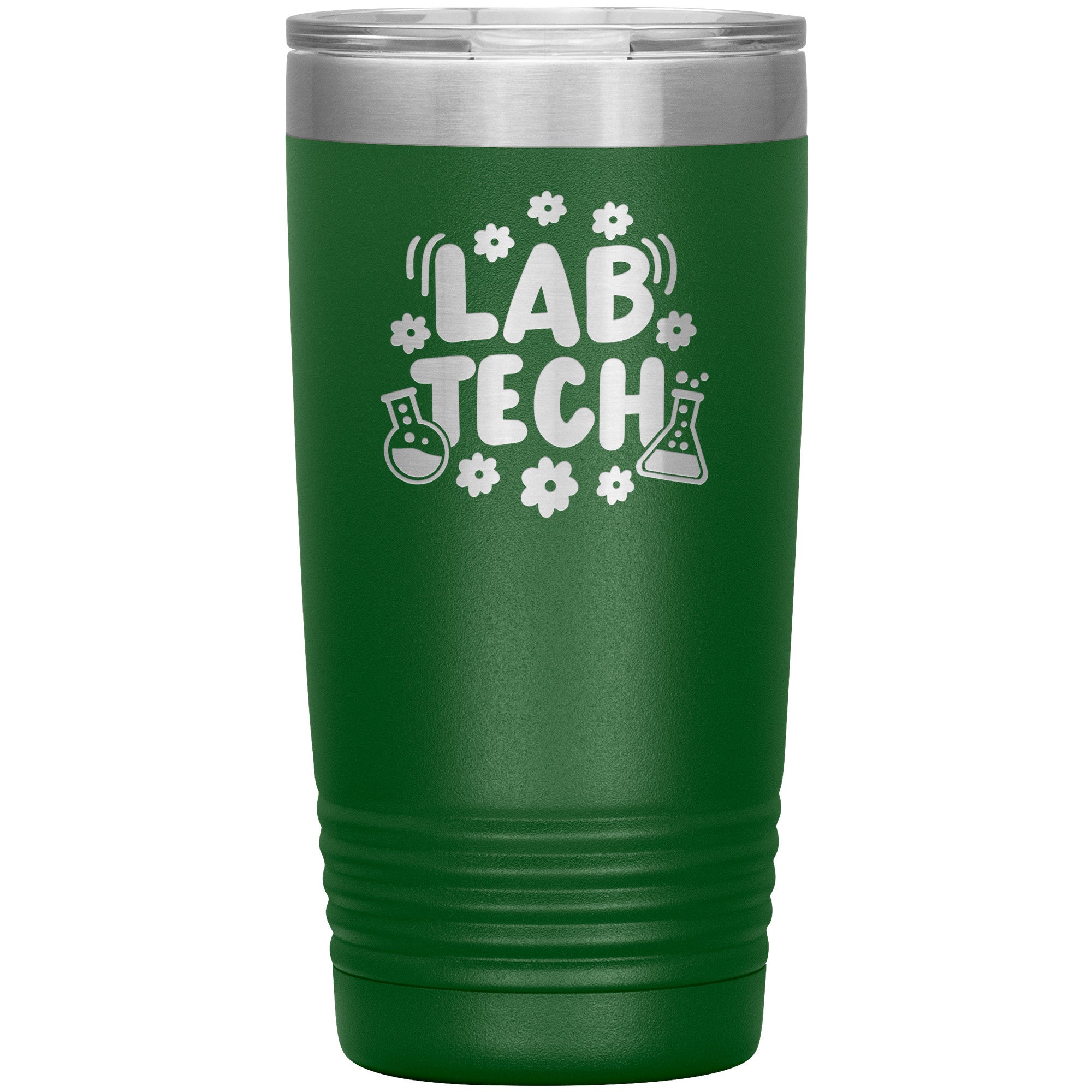 20 oz Insulated Tumbler - Lab Tech with Daisy and Lab Vial Design - Sip in Floral Laboratory Style!