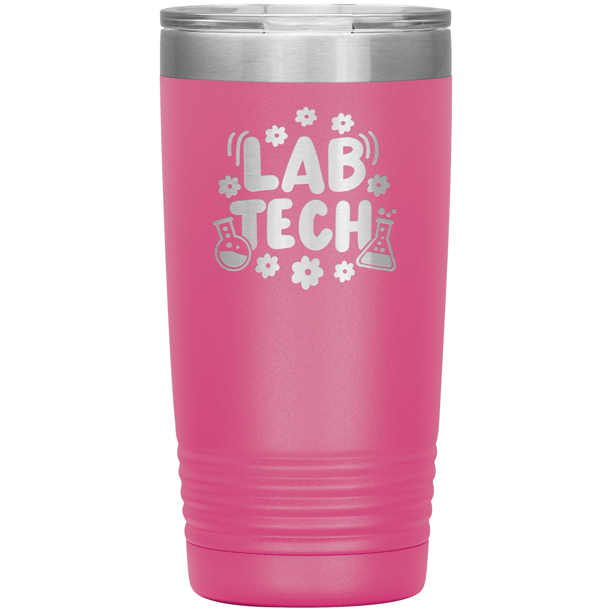 20 oz Insulated Tumbler - Lab Tech with Daisy and Lab Vial Design - Sip in Floral Laboratory Style!