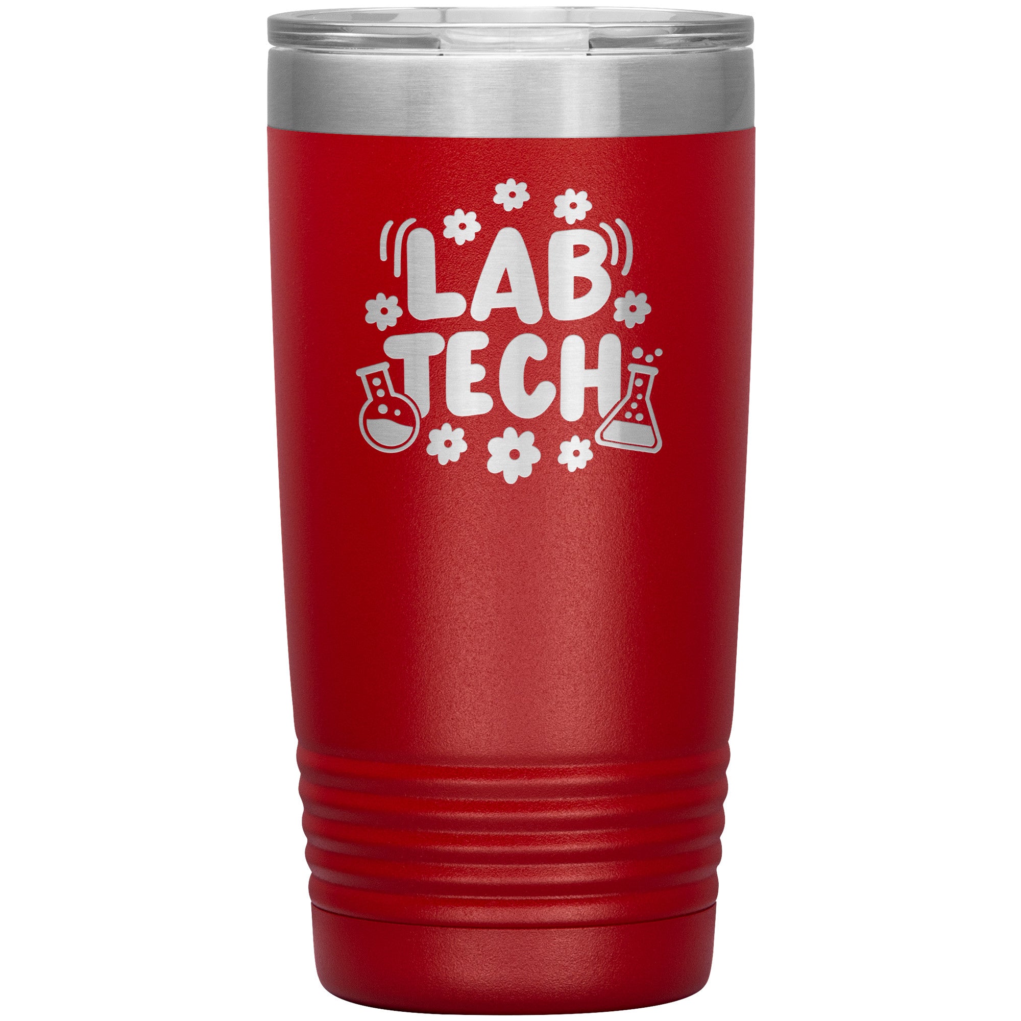 20 oz Insulated Tumbler - Lab Tech with Daisy and Lab Vial Design - Sip in Floral Laboratory Style!