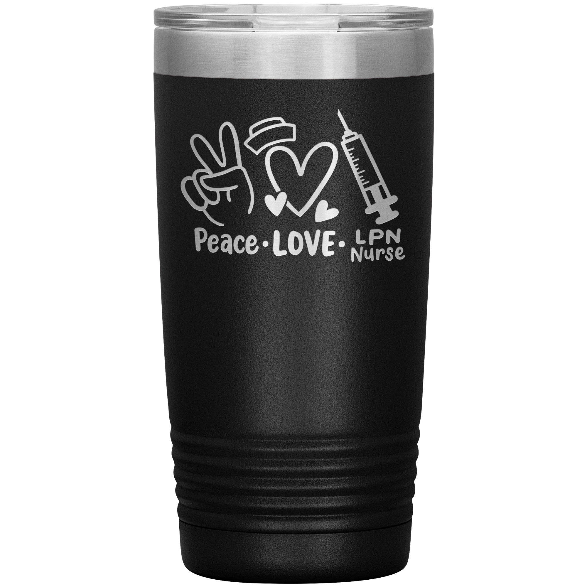 20 oz Insulated Tumbler - Peace, Love, LPN Nurse - Sip in Nursing Harmony!