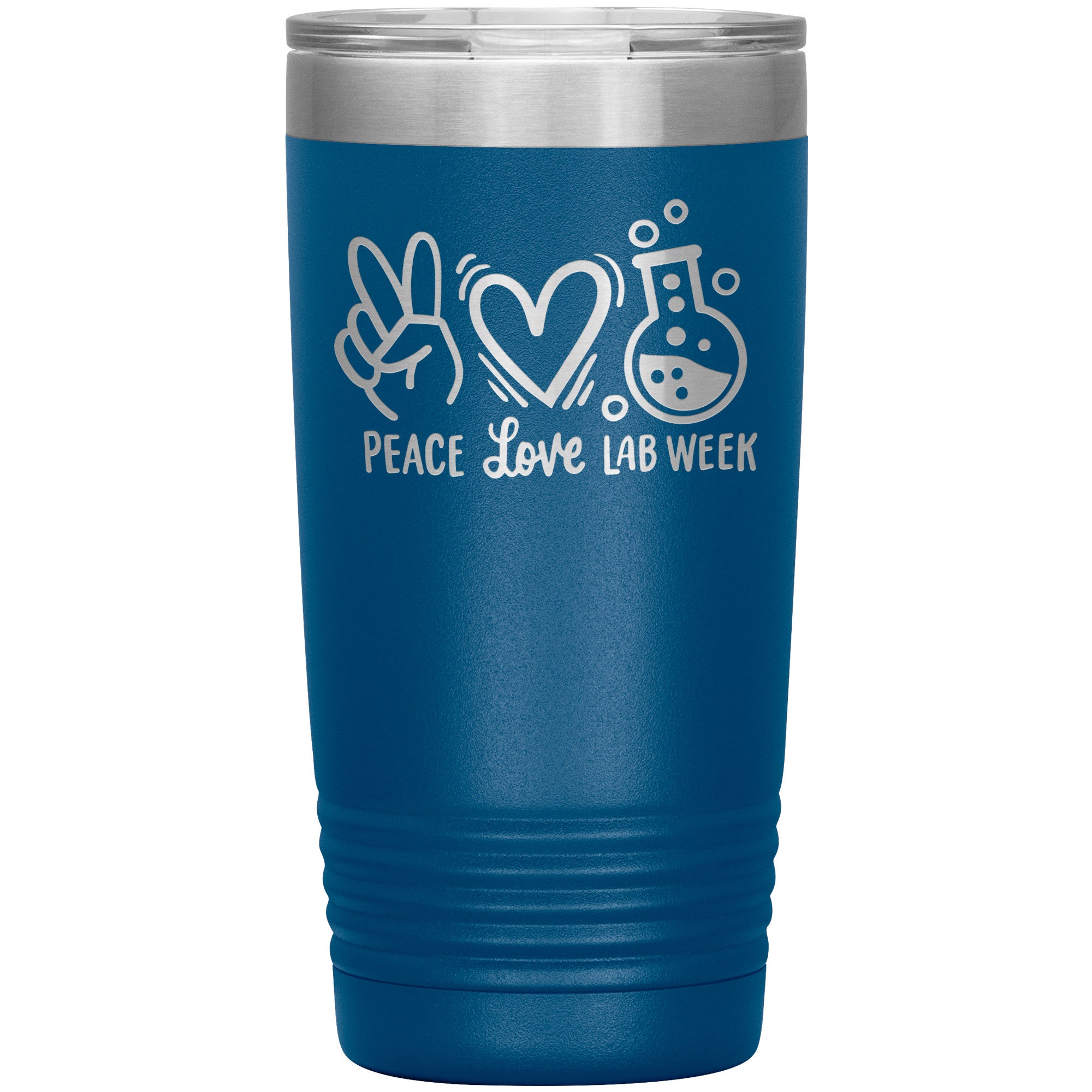 20 oz Insulated Tumbler - Peace, Love, Lab Week Design - Celebrate with Scientific Style!