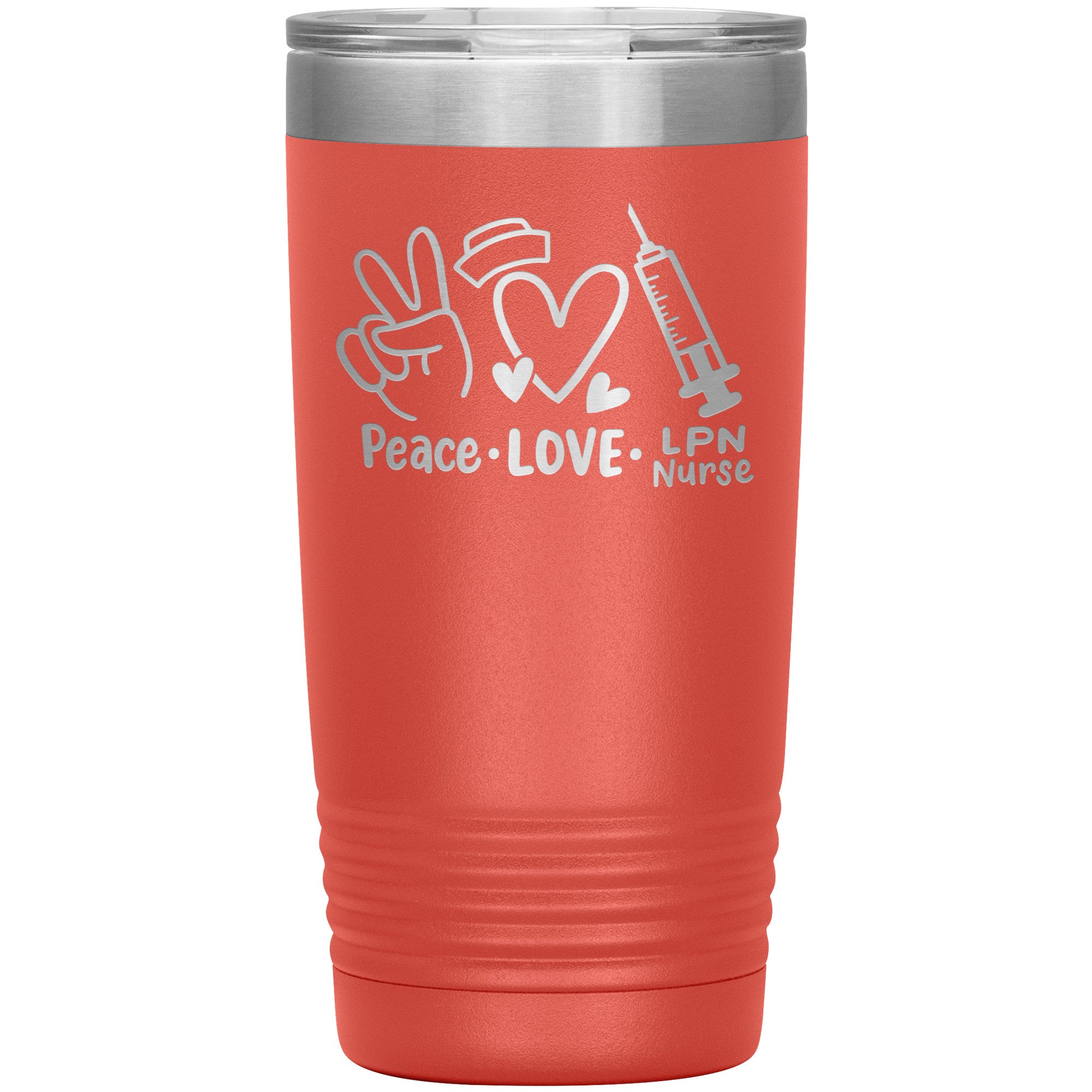 20 oz Insulated Tumbler - Peace, Love, LPN Nurse - Sip in Nursing Harmony!