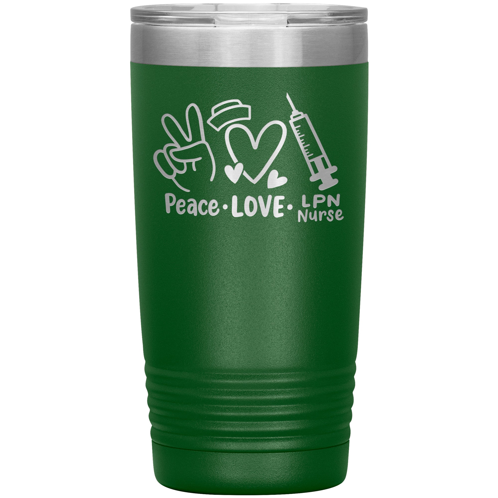 20 oz Insulated Tumbler - Peace, Love, LPN Nurse - Sip in Nursing Harmony!