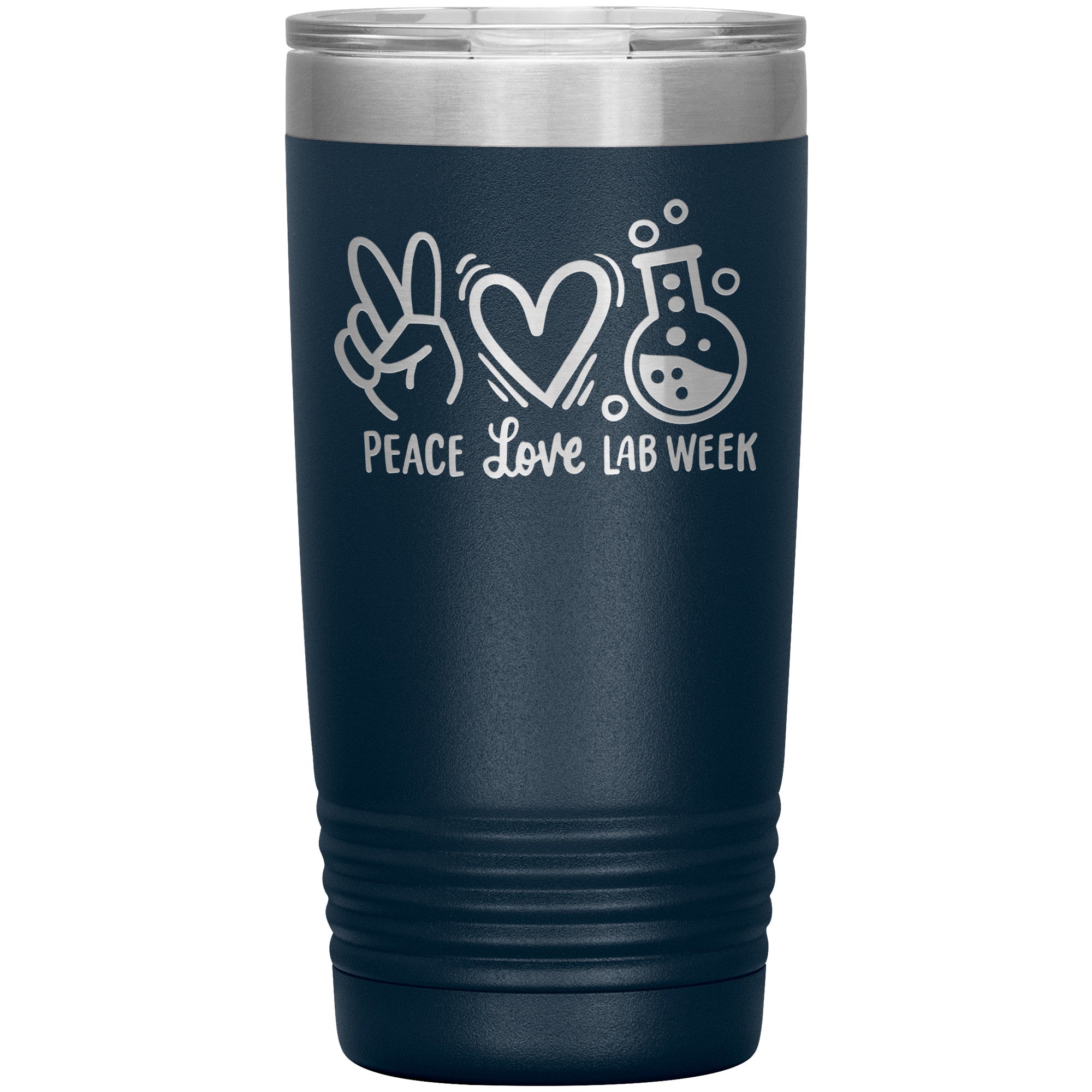 20 oz Insulated Tumbler - Peace, Love, Lab Week Design - Celebrate with Scientific Style!