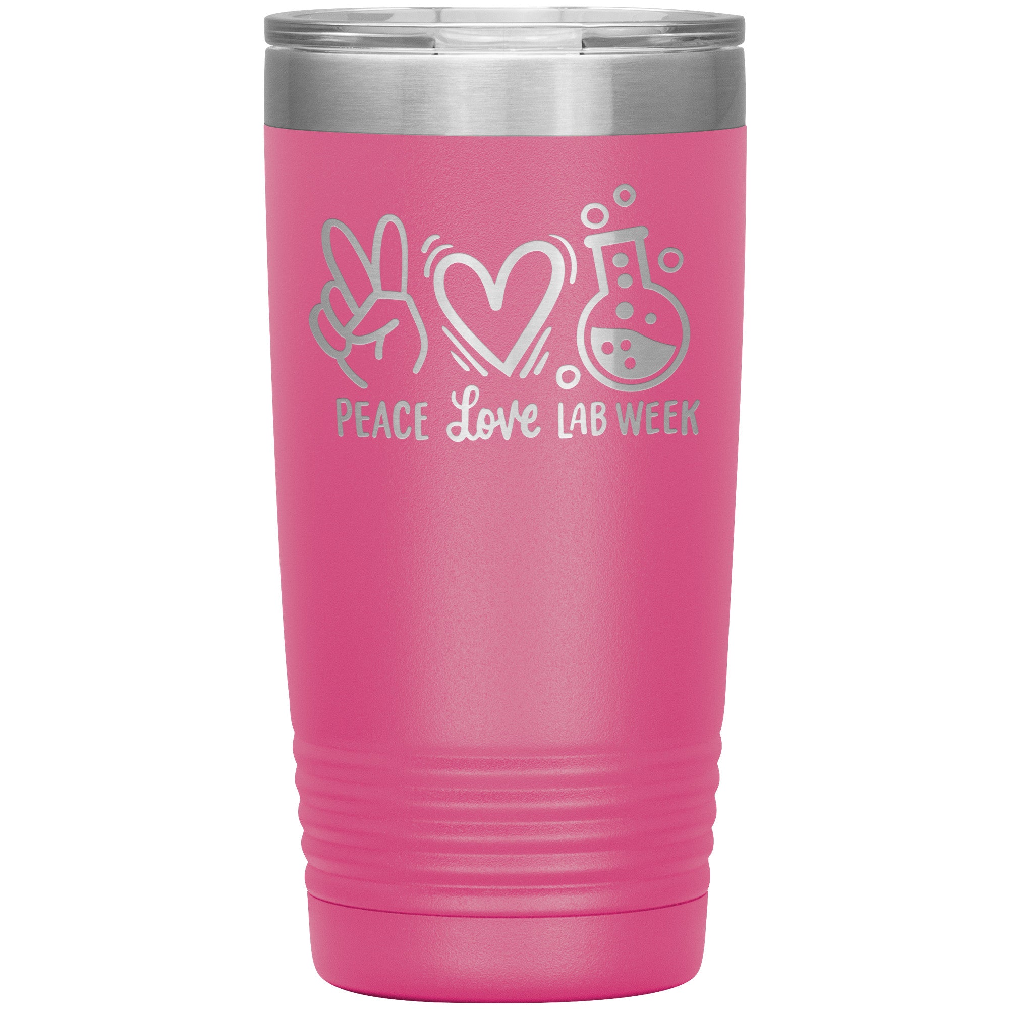 20 oz Insulated Tumbler - Peace, Love, Lab Week Design - Celebrate with Scientific Style!