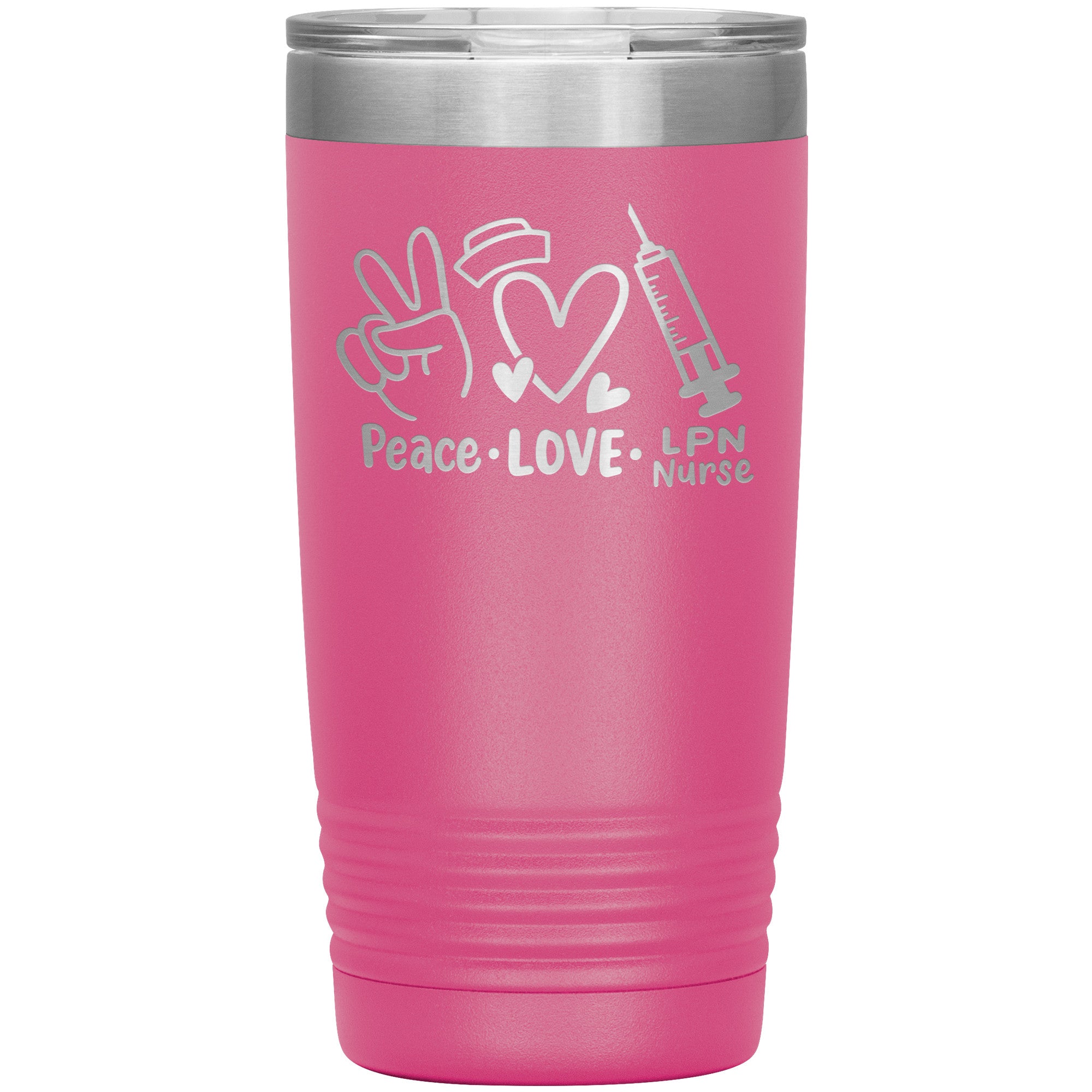 20 oz Insulated Tumbler - Peace, Love, LPN Nurse - Sip in Nursing Harmony!