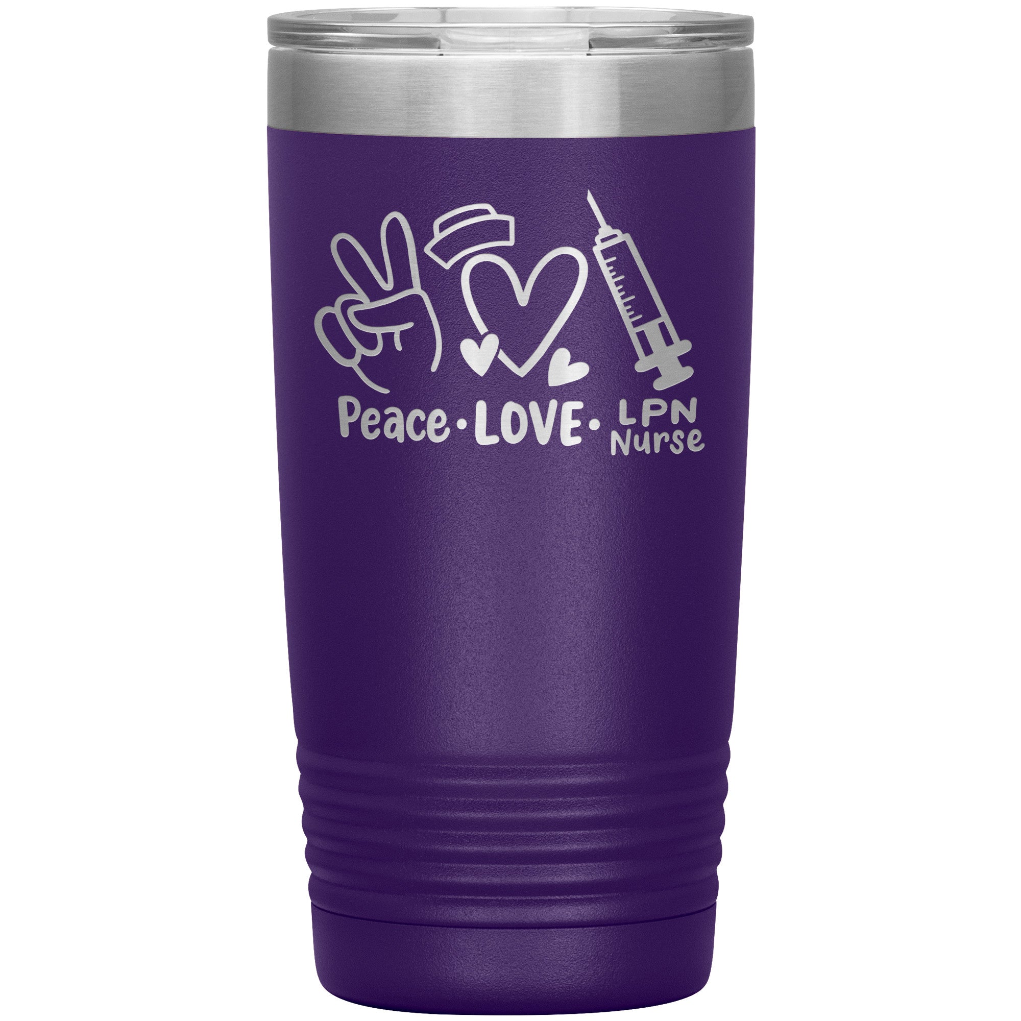 20 oz Insulated Tumbler - Peace, Love, LPN Nurse - Sip in Nursing Harmony!