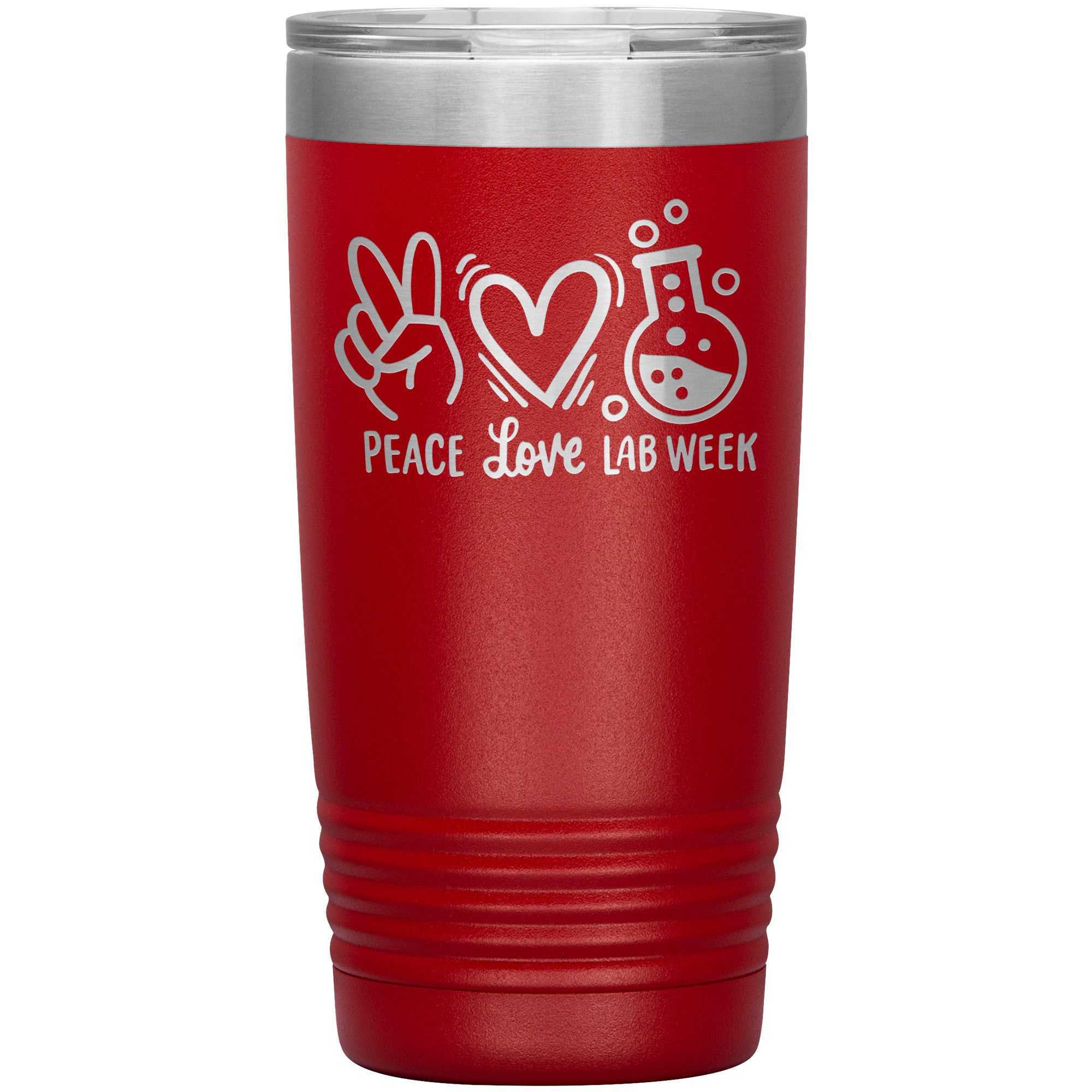 20 oz Insulated Tumbler - Peace, Love, Lab Week Design - Celebrate with Scientific Style!