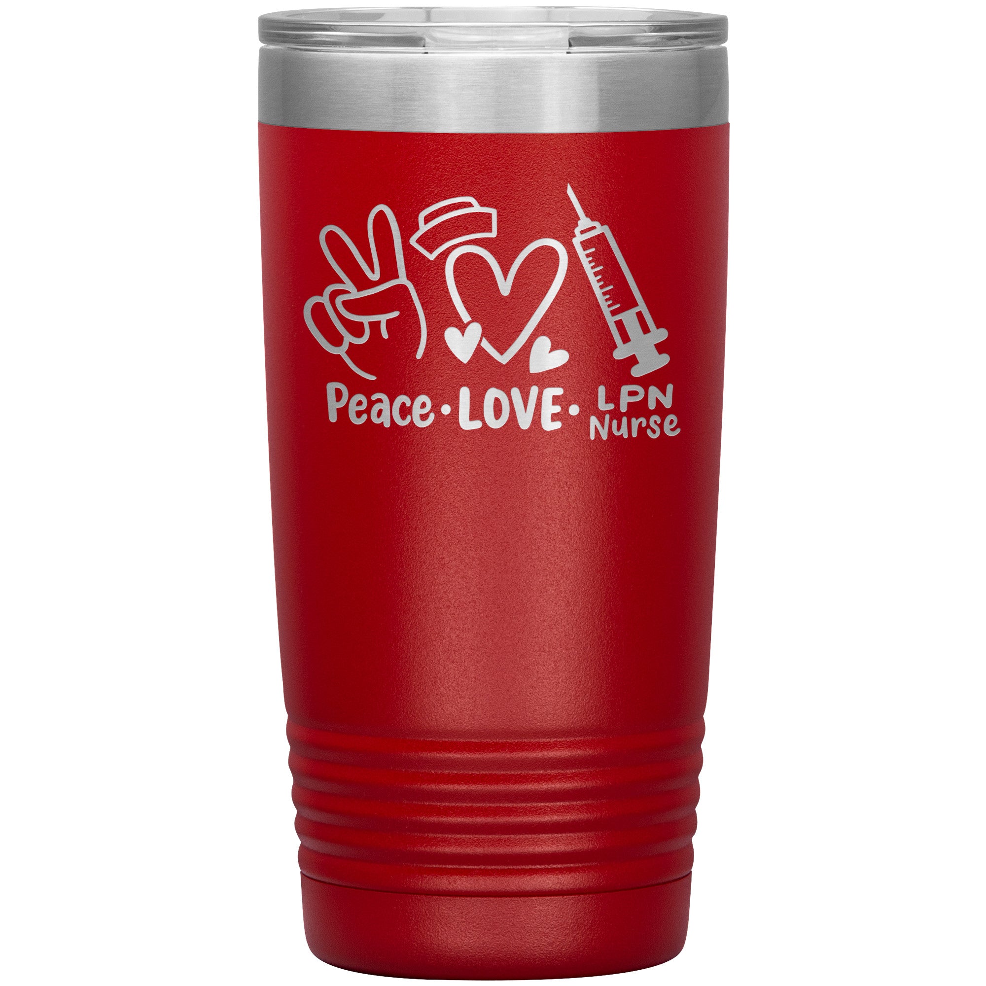 20 oz Insulated Tumbler - Peace, Love, LPN Nurse - Sip in Nursing Harmony!