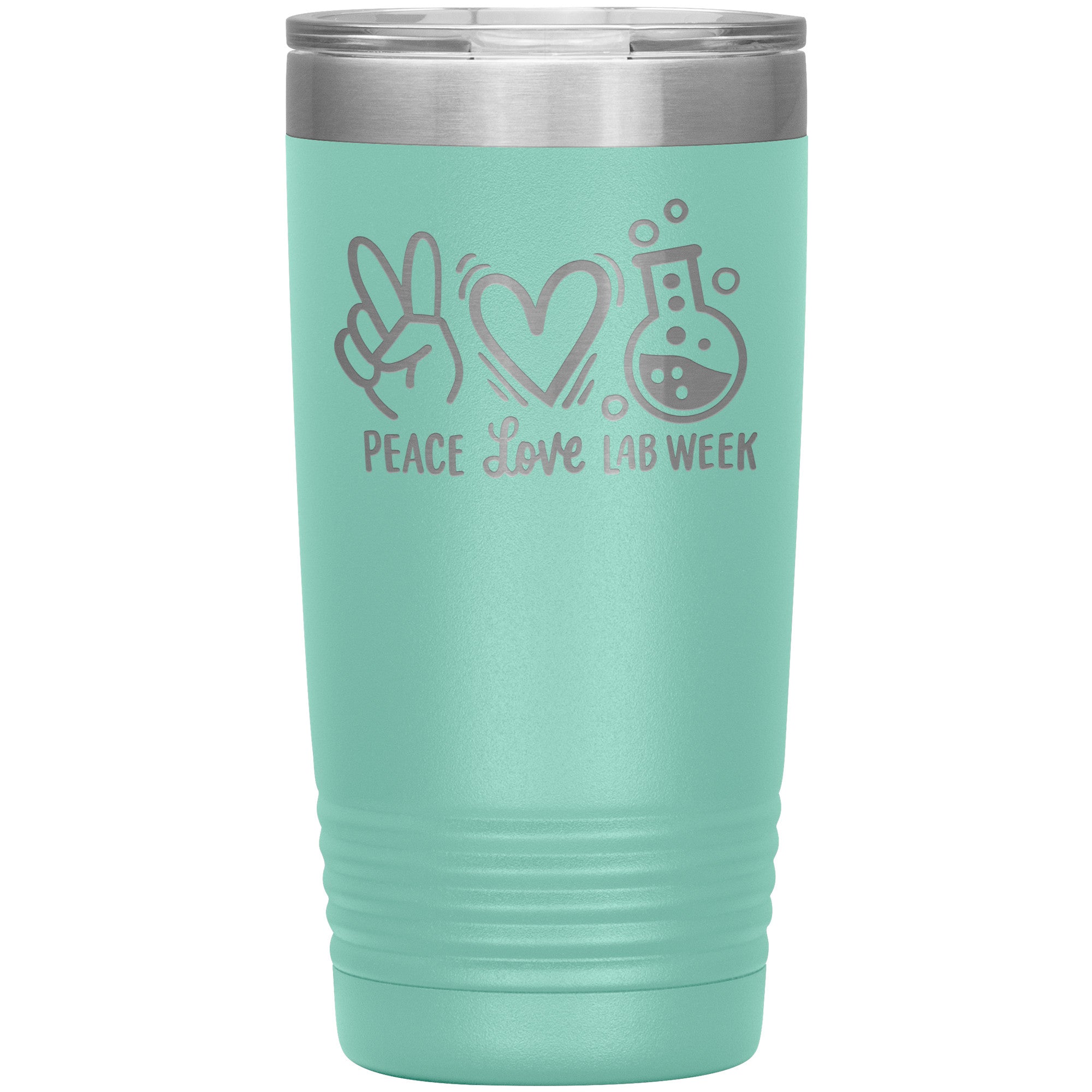 20 oz Insulated Tumbler - Peace, Love, Lab Week Design - Celebrate with Scientific Style!