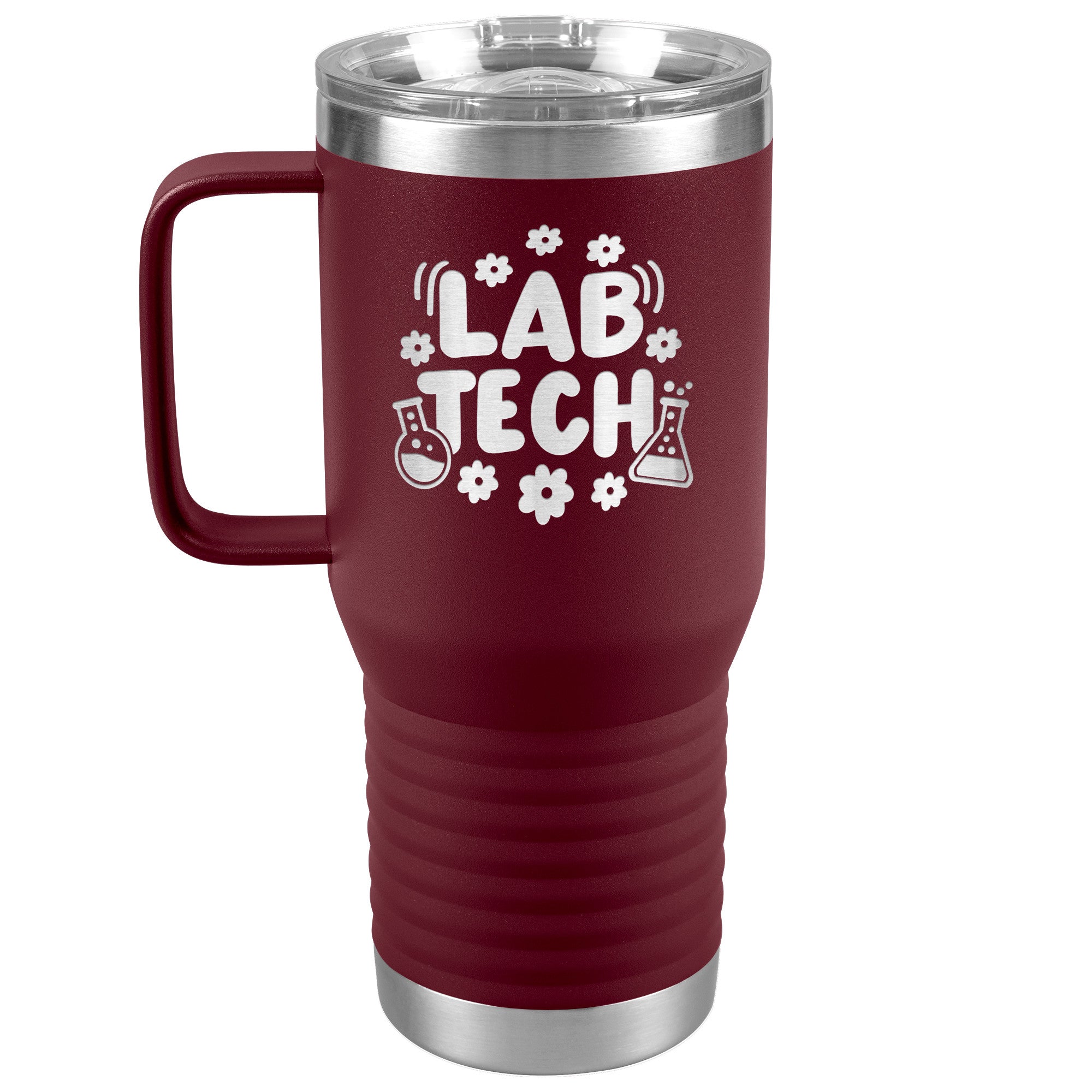20 oz Lab Tech Travel Tumbler with Daisy and Lab Vial Design - Sip in Scientific Style!