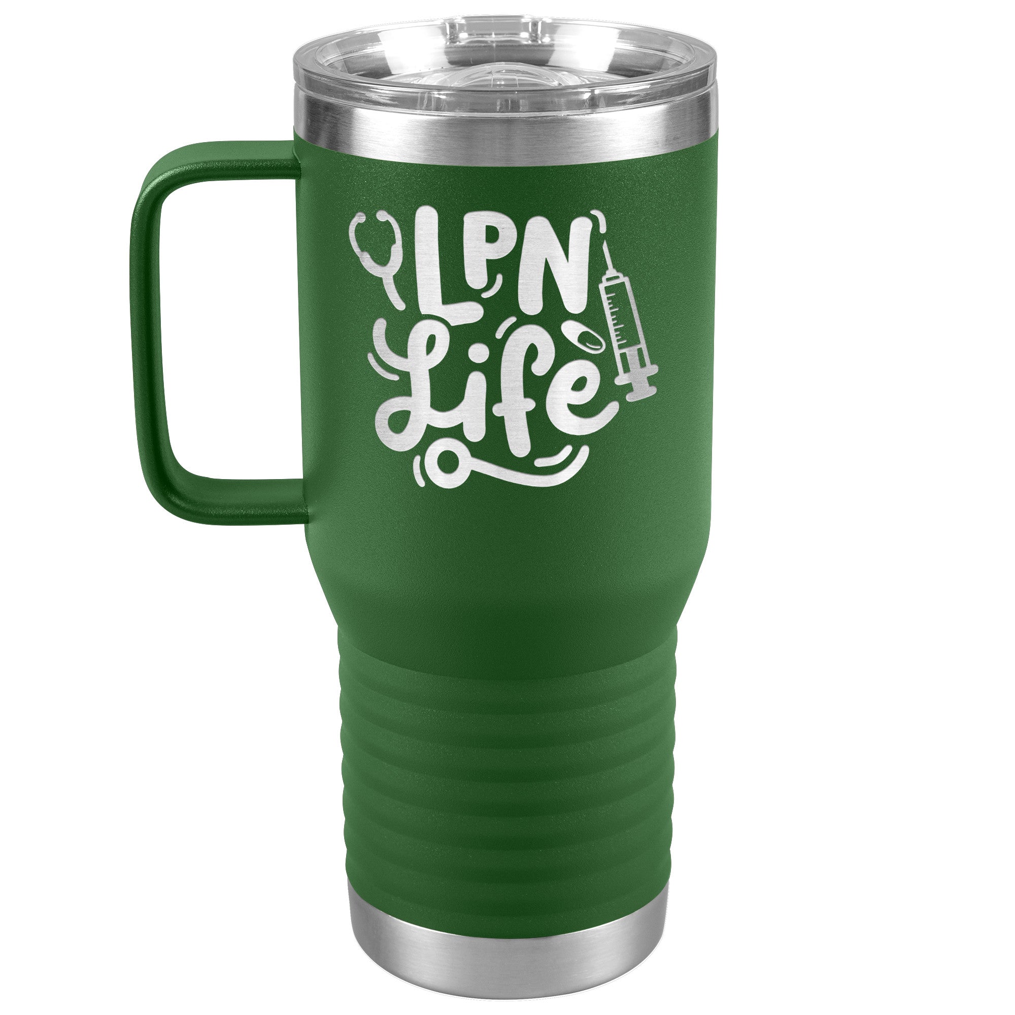 20 oz Travel Tumbler - 'LPN Life' with Needle, Pill, and Stethoscope - Sip in Nursing Excellence!