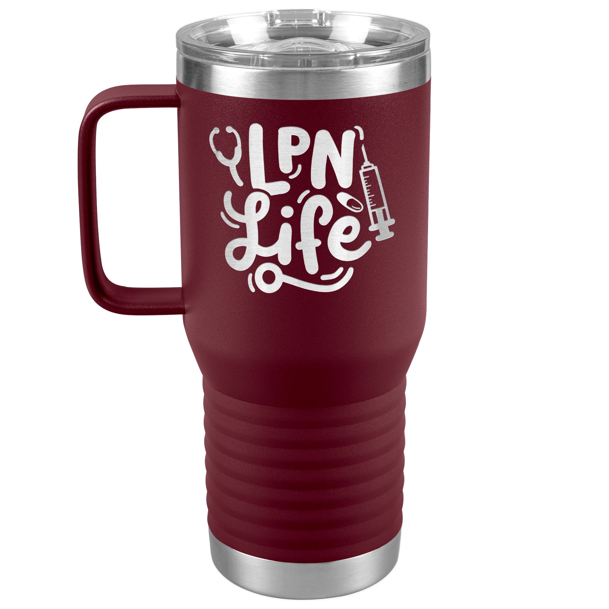 20 oz Travel Tumbler - 'LPN Life' with Needle, Pill, and Stethoscope - Sip in Nursing Excellence!