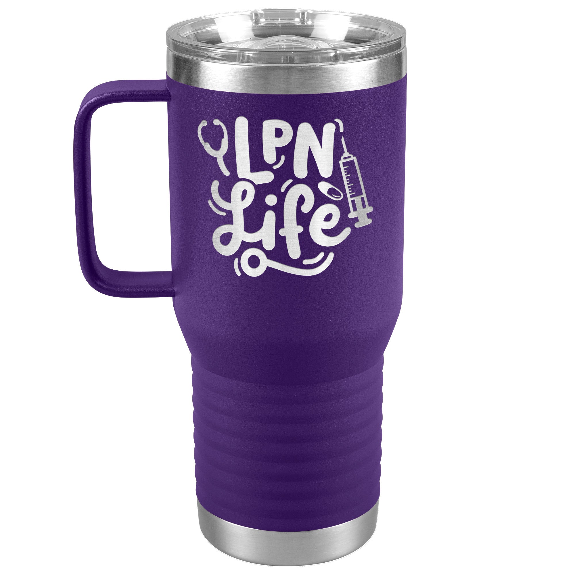 20 oz Travel Tumbler - 'LPN Life' with Needle, Pill, and Stethoscope - Sip in Nursing Excellence!