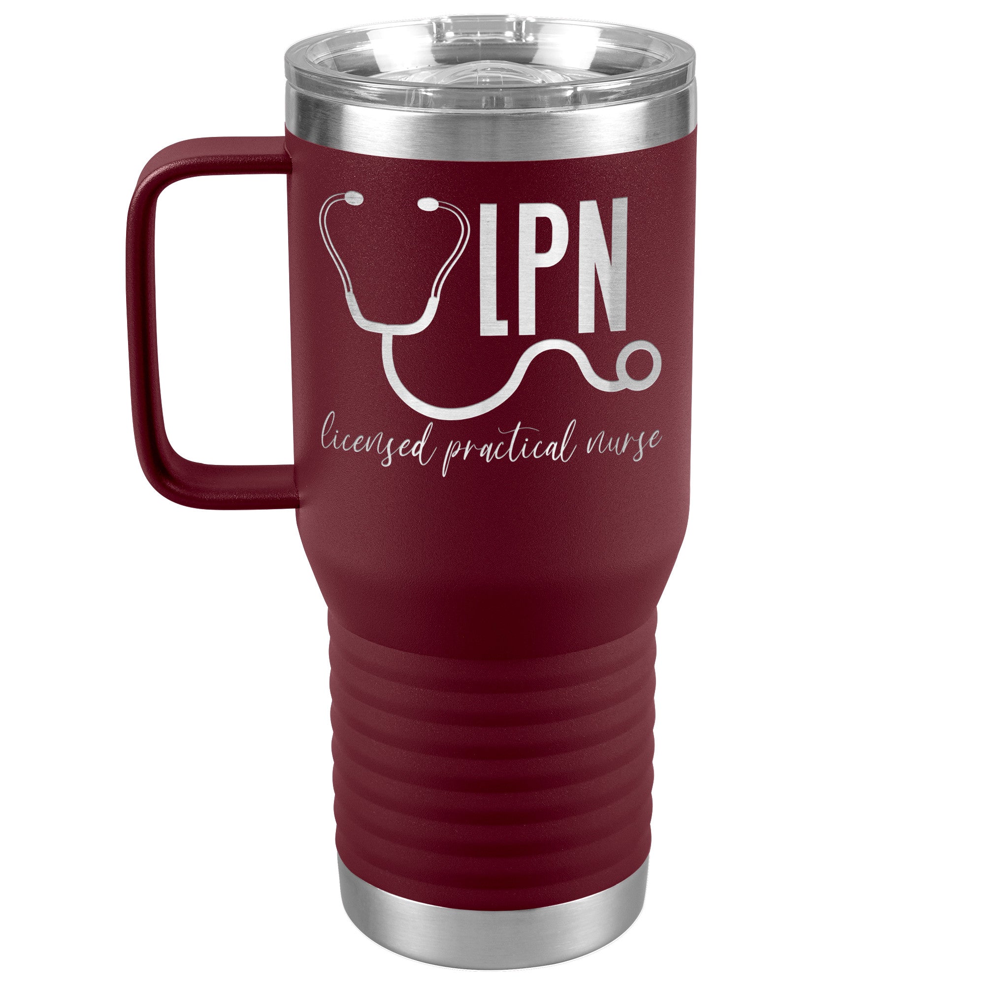20 oz Travel Tumbler - 'Licensed Practical Nurse' with Stethoscope - Sip with Nursing Pride!